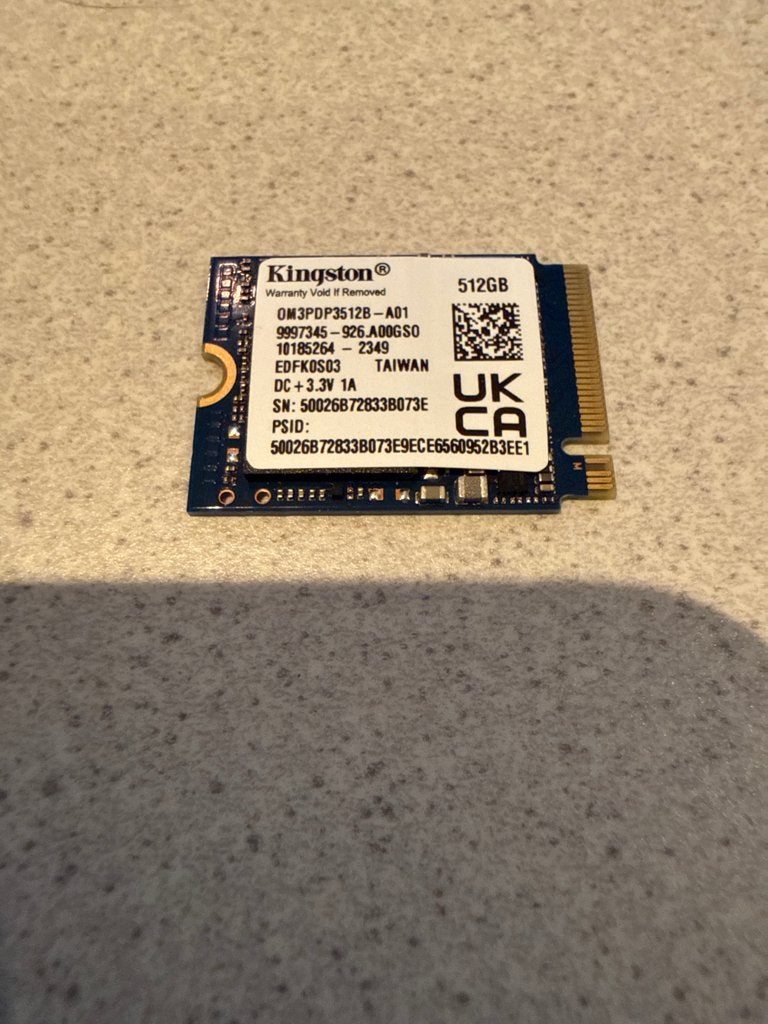 Kingston SSD 512GB uit een steam deck Oled