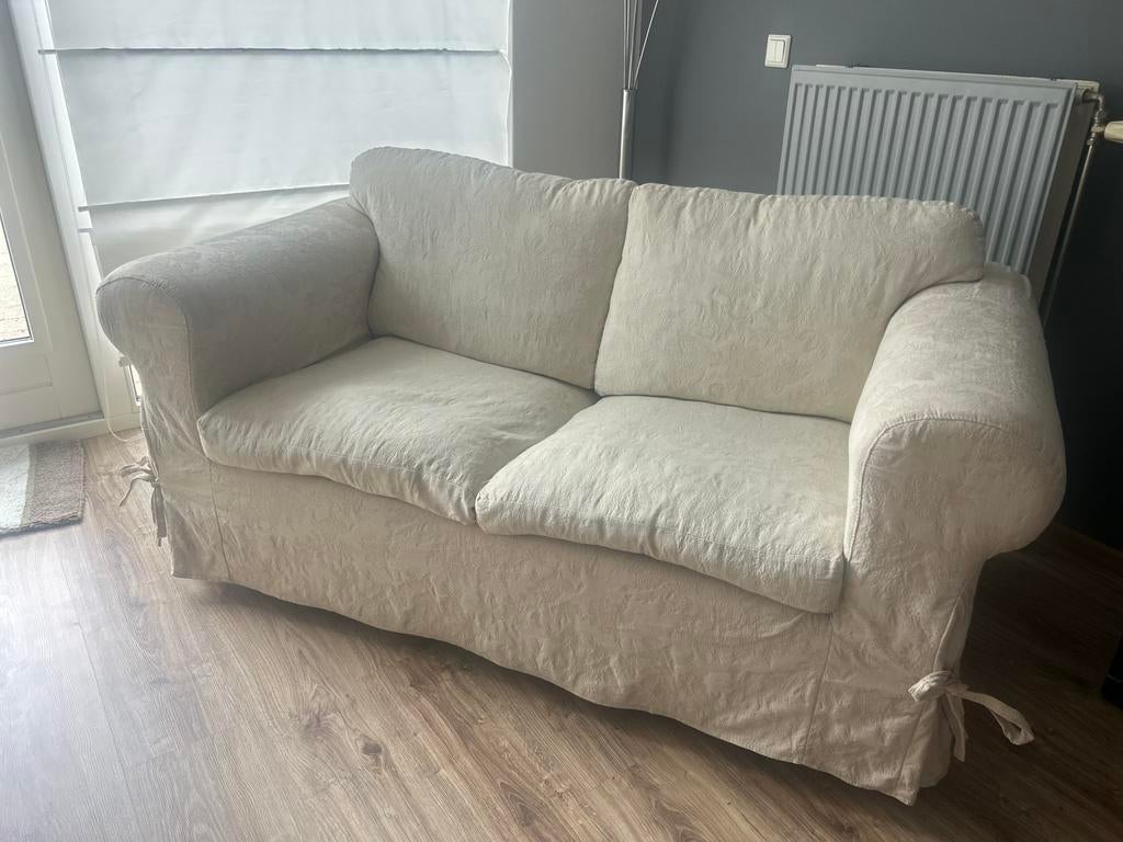 Versatile Cream Patterned 2-Seater Sofa Bed (2 available), Ophalen, Gebruikt, 150 tot 200 cm, Tweepersoons