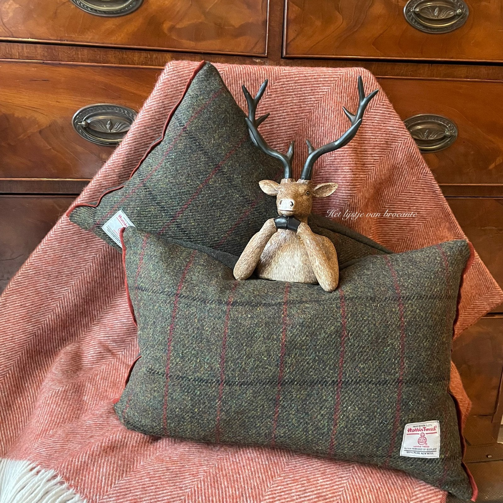 Handgemaakte kussen set Harris Tweed Scalpay, Westdijk 41 3241 GT Middelharnis, Info@lijstjevanbrocante.nl, Ophalen of Verzenden