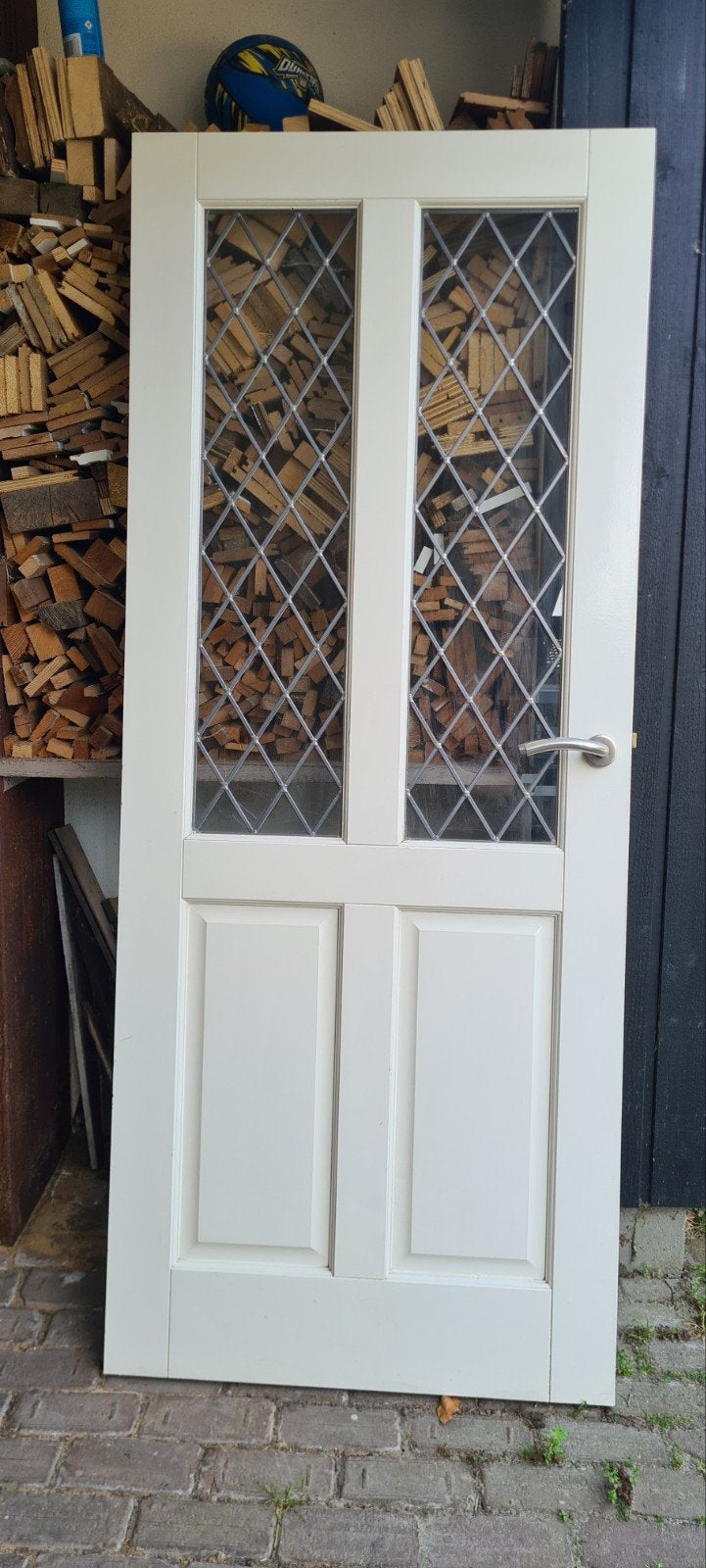 2x glas in lood paneel deur 2007x824x40mm massief hout, Ophalen, 80 tot 100 cm, Binnendeur, Zo goed als nieuw