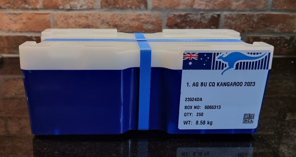 Monsterbox Kangaroo 250 x 1 oz .9999 zilveren munten., Ophalen, Zilver