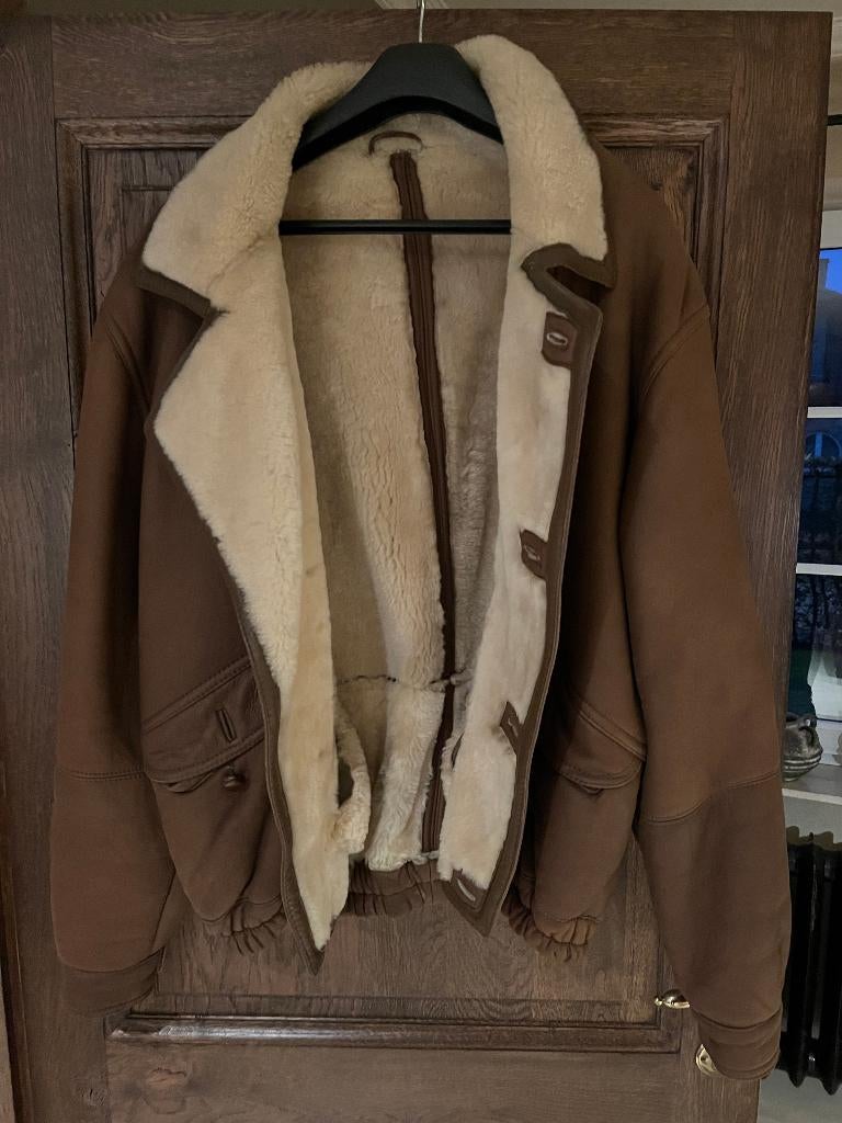 Mouton herenjas, bruin,vervaardigd van hoogwaardig lamspels, Ophalen, Zo goed als nieuw, Maat 56/58 (XL), Bruin