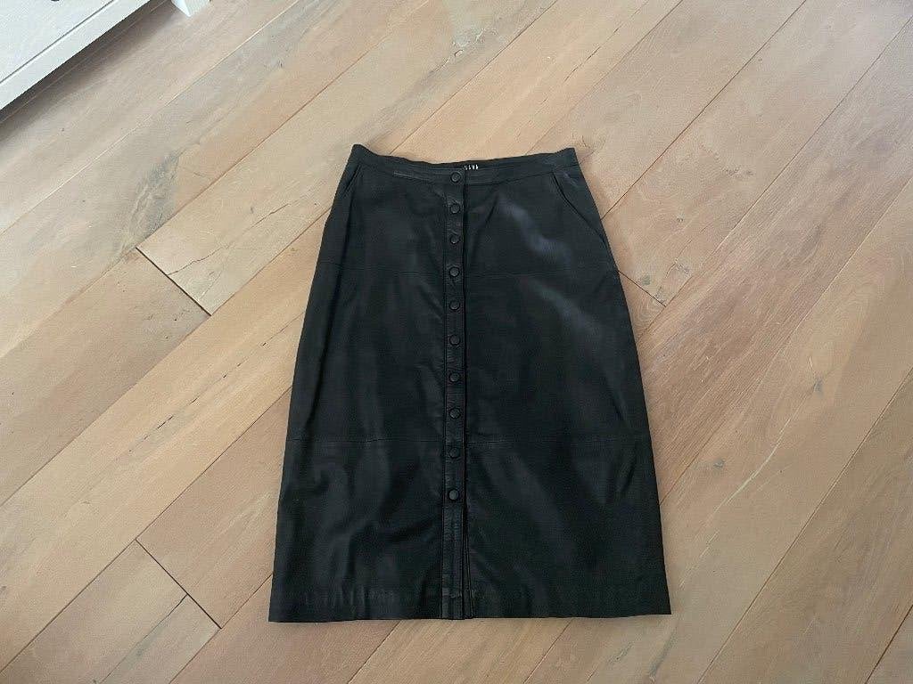 Prachtige nieuwe leren midi rok van Ibana, Maat 38/40 (M), Verzenden, Zwart, Nieuw