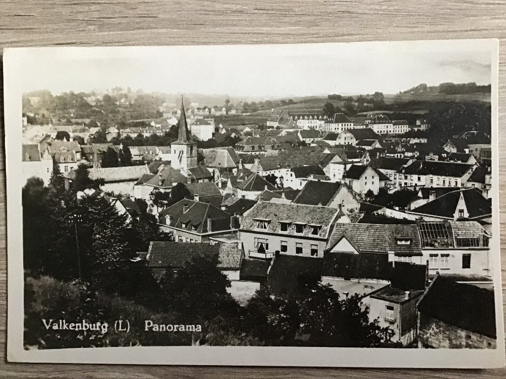 Oude Ansichtkaart Valkenburg (L) Panorama - Zwart-wit 1949, Ophalen of Verzenden, 1940 tot 1960, Gelopen, Limburg