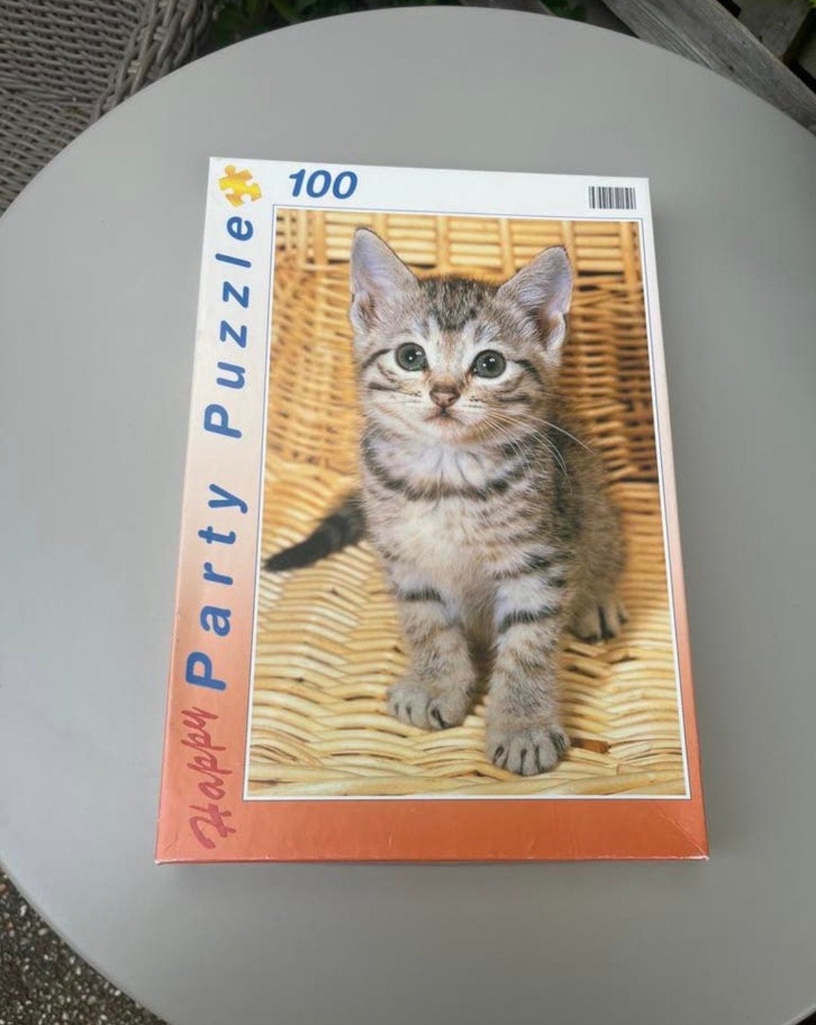 Happy Party Puzzle 100 stukjes met schattige kat, Ophalen of Verzenden, Meer dan 50 stukjes, Zo goed als nieuw, 6 jaar of ouder