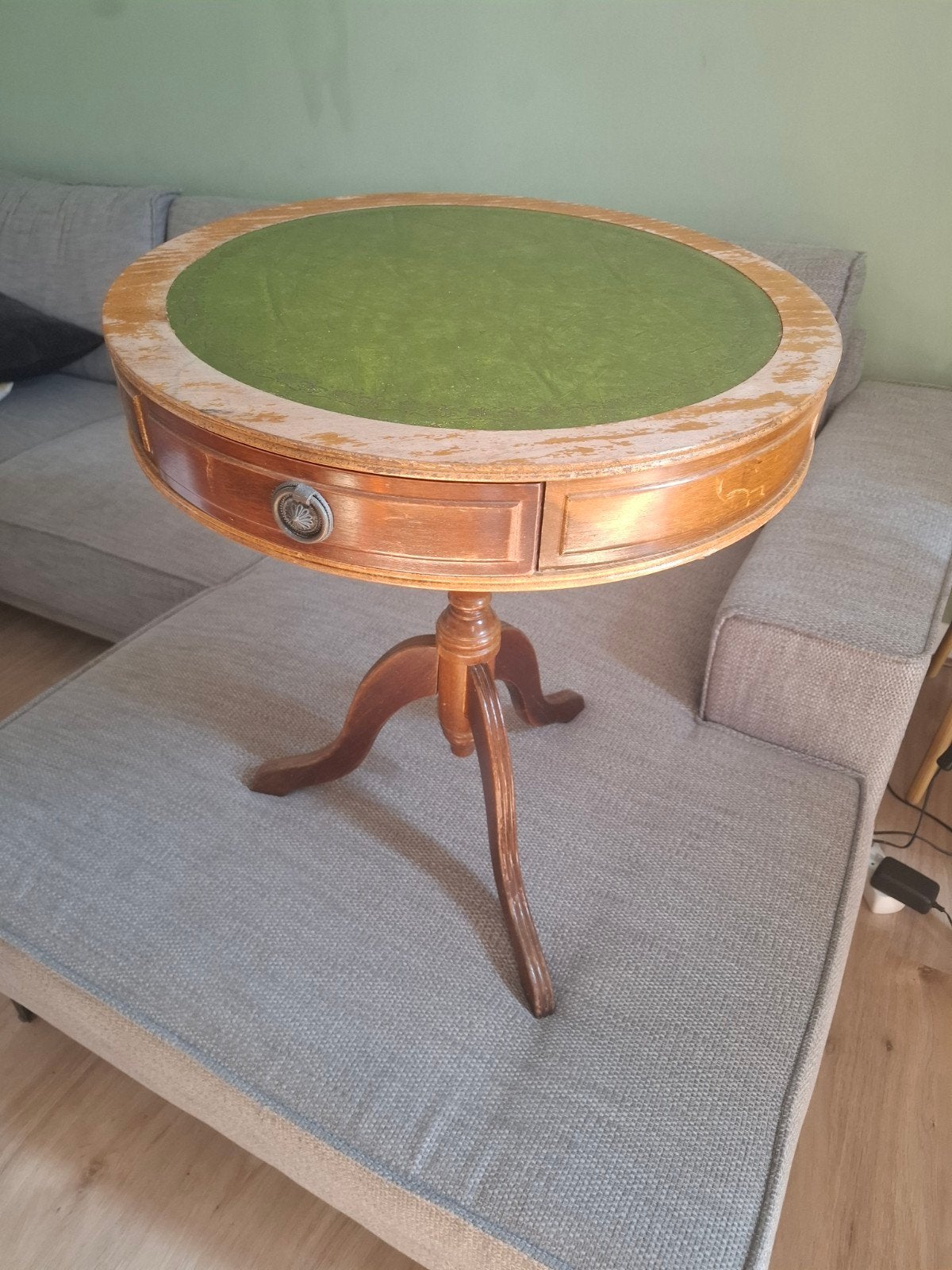 Antieke houten speeltafel met groen vilt, prachtige tafel, Ophalen