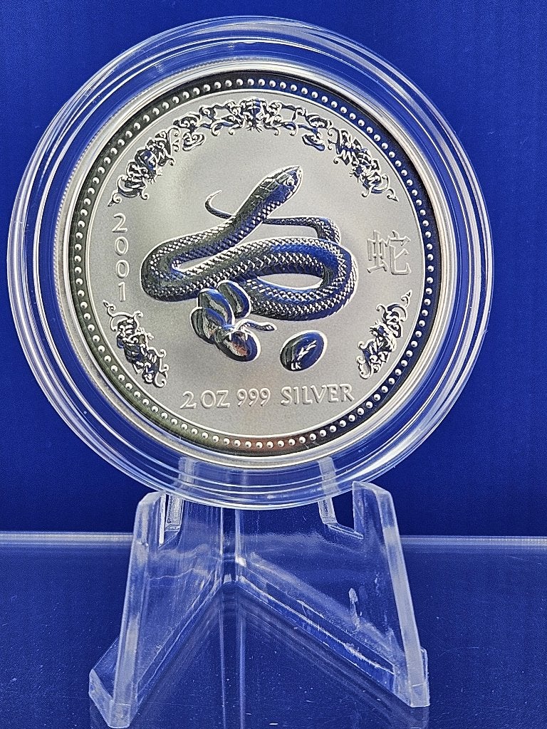 (10775) AUSTRALIA  LUNAR I  SNAKE 2001  TWO OUNCE, Ophalen of Verzenden, Losse munt, Zilver