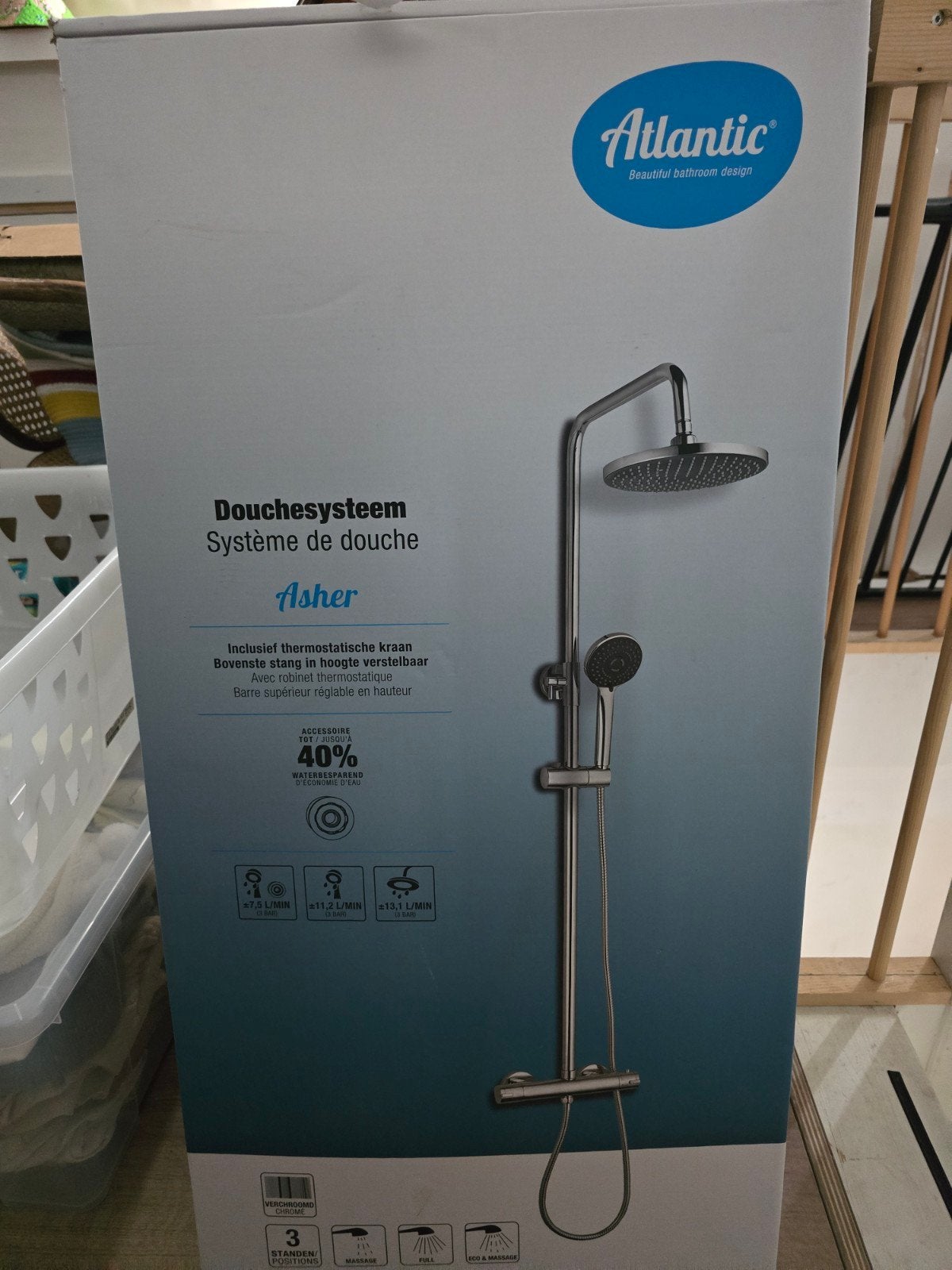 Atlantic Doucheset Asher RVS - Nieuw in doos, Ophalen of Verzenden, Nieuw, Rvs, Douche