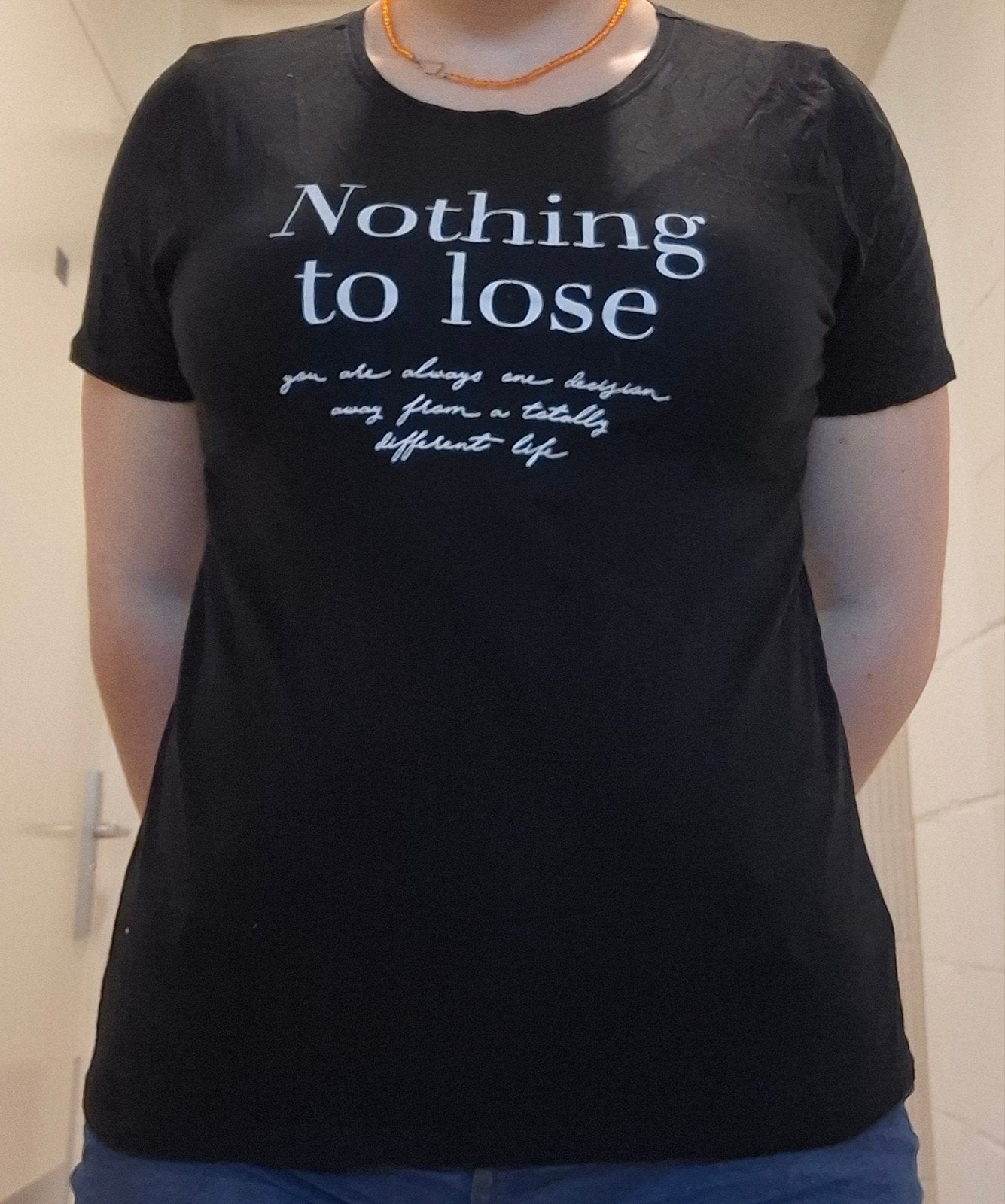 Zwart T-shirt met tekstprint, Maat 48/50 (M), Zwart, Amisu, Ophalen of Verzenden