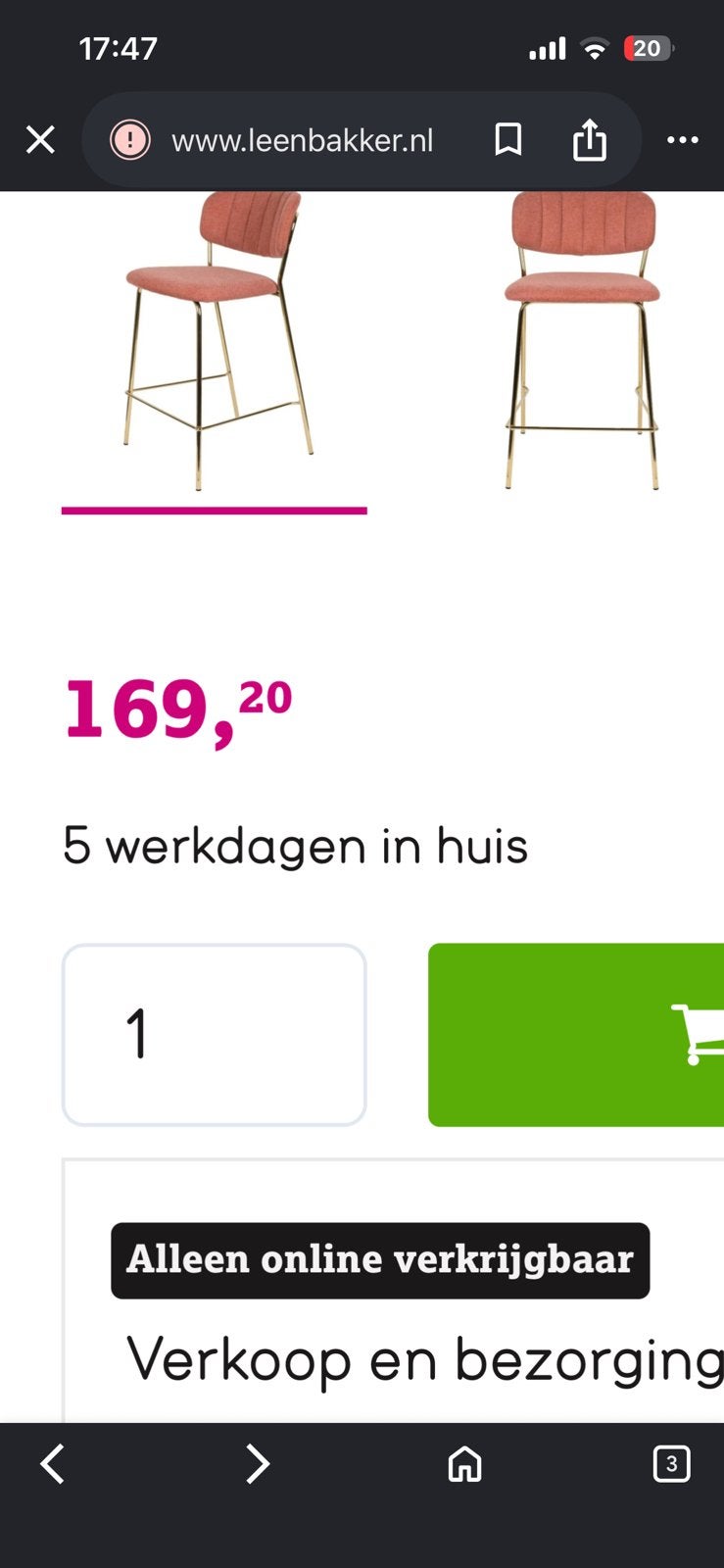 Twee barkrukken oud roze / goud, Huis en Inrichting, Stoelen, Zo goed als nieuw, Twee, Overige kleuren, Ophalen