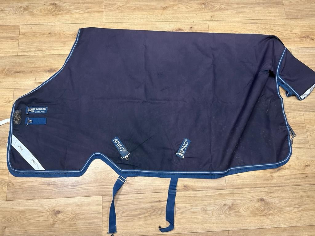 Horseware amigo bravo 0g regendeken blauw 195, Dieren en Toebehoren, Ophalen of Verzenden, Zo goed als nieuw