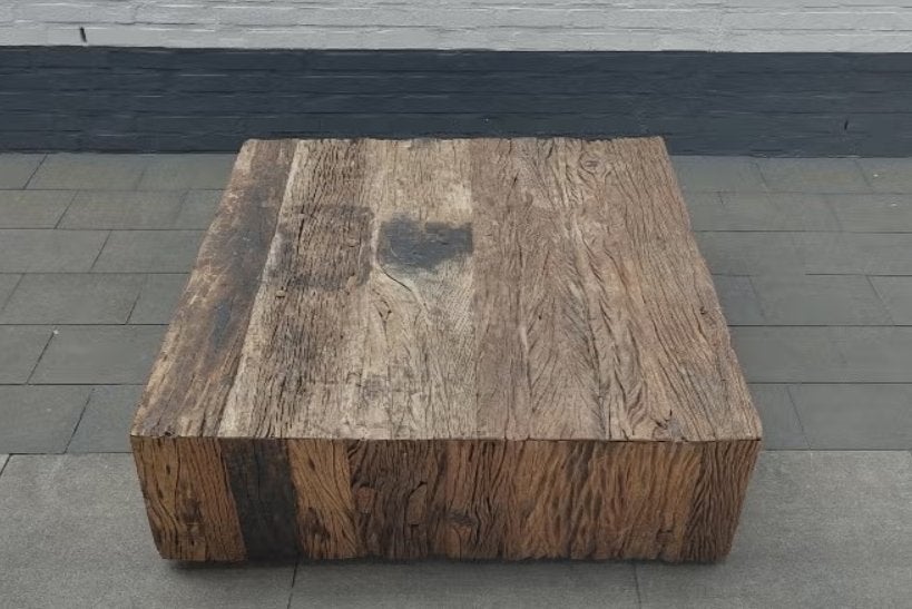 Robuuste salontafel, Huis en Inrichting, Tafels | Salontafels, Ophalen, 100 tot 150 cm, Vierkant, 50 tot 100 cm