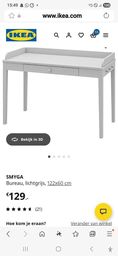 Kaptafel/Bureau Ikea, Huis en Inrichting, Tafels | Kaptafels, Ophalen, Gebruikt, 50 tot 100 cm, Minder dan 100 cm