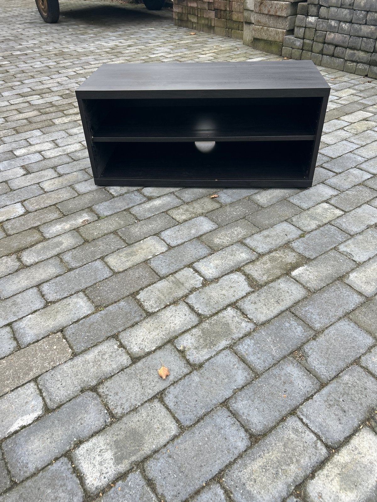 Zwart TV-meubel / audiomeubel met 2 vakken, Ophalen, Gebruikt, 50 tot 100 cm, Minder dan 100 cm