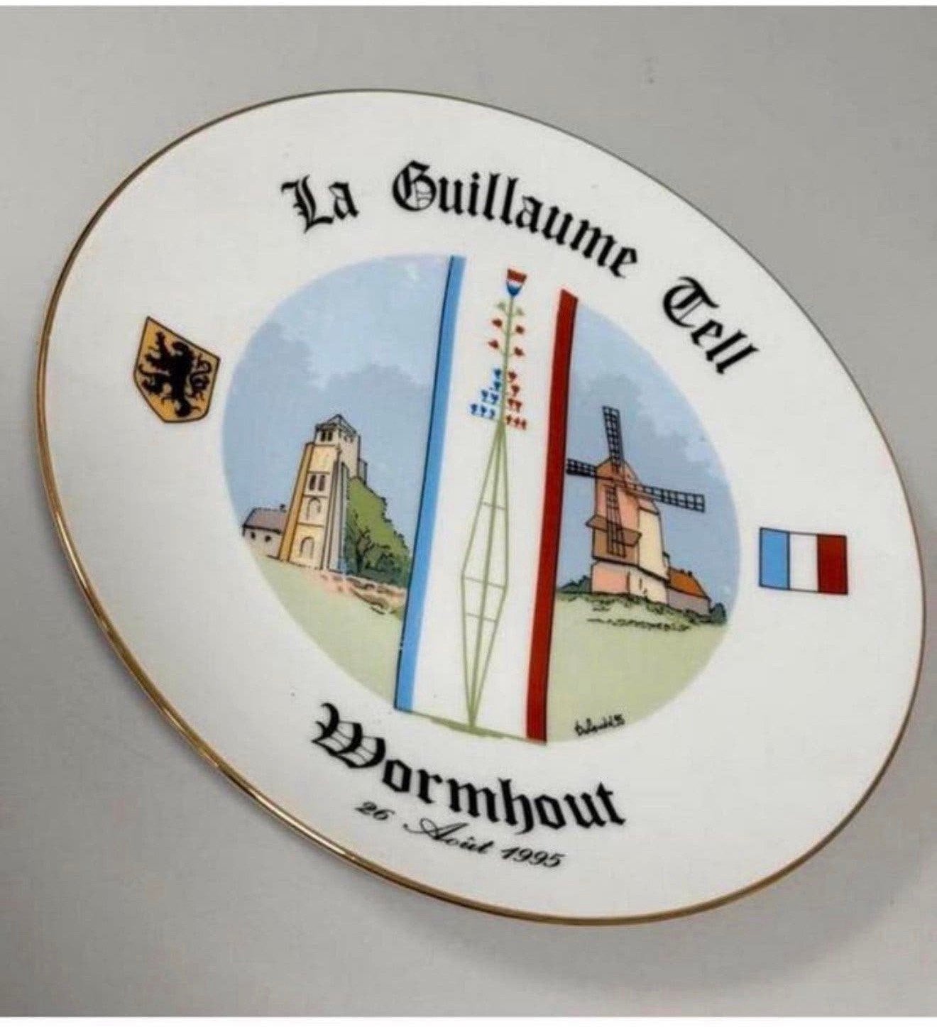 herdenkings-Bord La Guillaume Tell Wormhout 1995 porselein, Ophalen of Verzenden