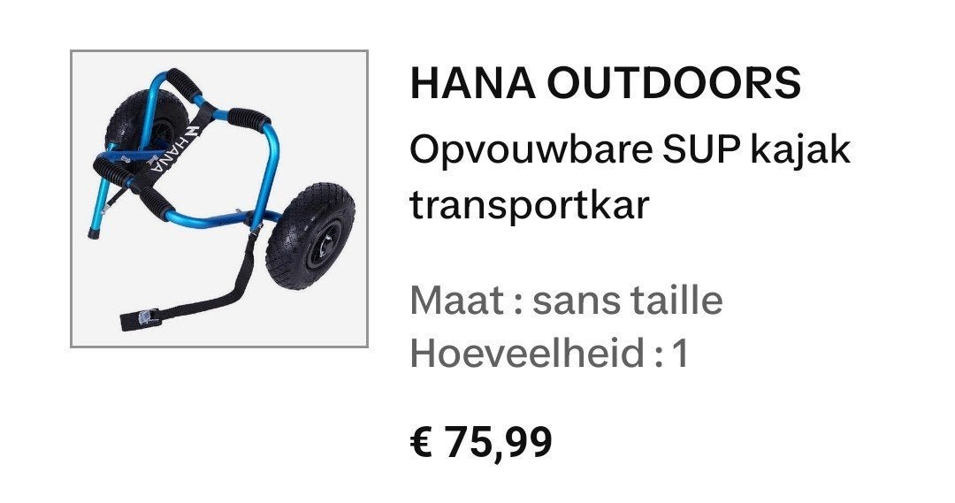 HANA Outdoors Opvouwbare SUP Kajak Transportkar, Watersport en Boten, Verzenden, Nieuw, SUP-boards