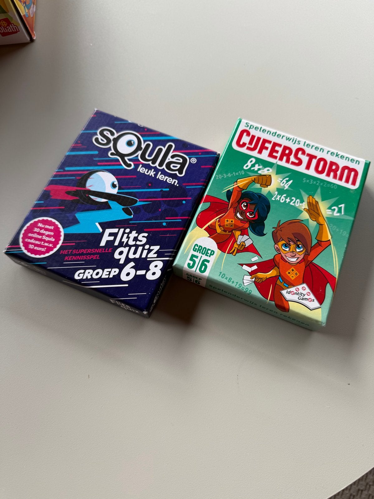 Squla Flits Quiz & Cijferstorm Rekenspel - Zo goed als nieuw, Ophalen of Verzenden, Zo goed als nieuw, Taal en Lezen