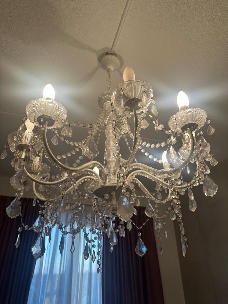Te koop prachtige Kroonluchter creme zgan, Ophalen, Zo goed als nieuw, 50 tot 75 cm
