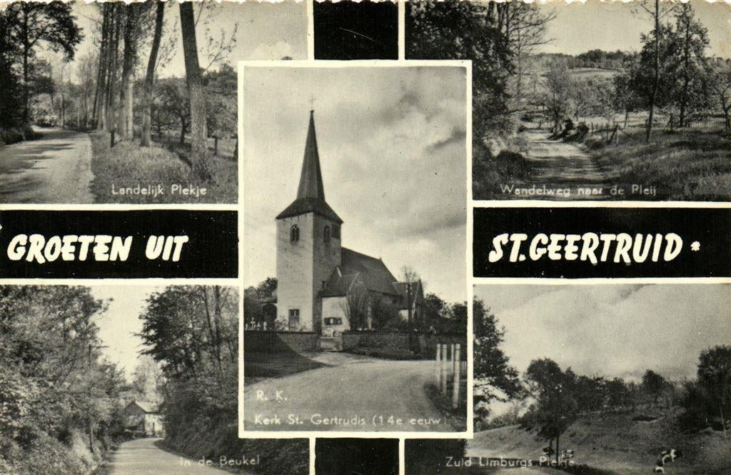 Groeten uit St. Geertruid - 5 afb dorp natuur - 1963 gelopen, Verzamelen, Ophalen of Verzenden, Voor 1920, Gelopen, Noord-Brabant