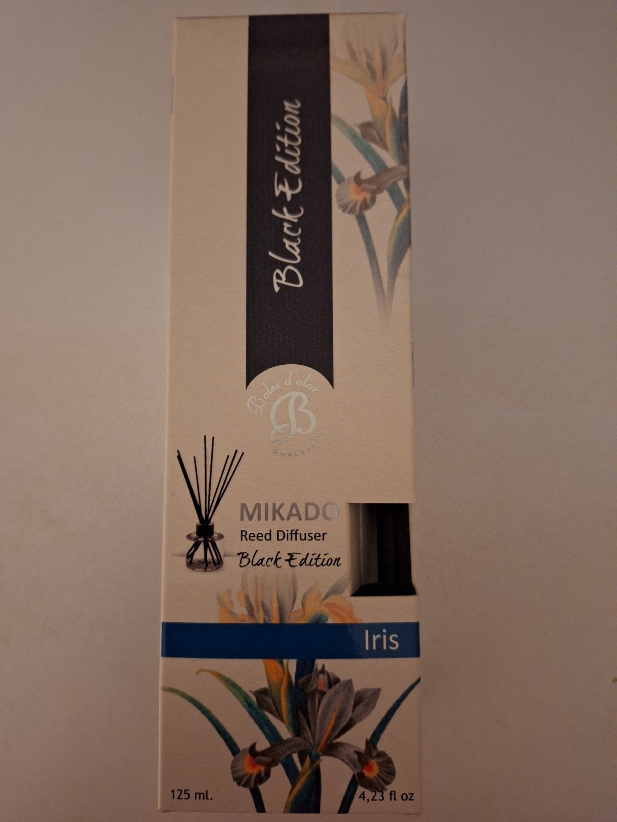 Mikado geurstokjes Black Edition Iris 125 ml, Ophalen, Nieuw, Glas, Modern