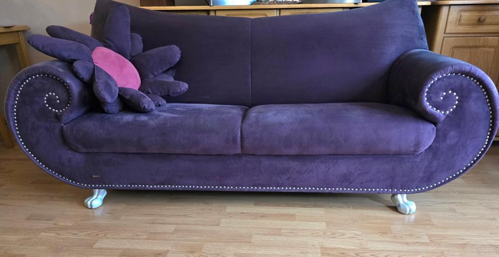 Bretz Gaudi 3-zits sofa - Paars fluweel, Driepersoons, 75 tot 100 cm, Ophalen of Verzenden, Zo goed als nieuw