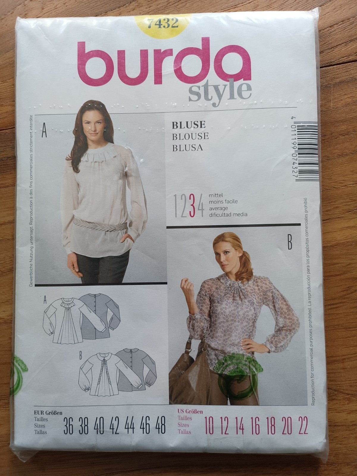 Burda 7432 Burda Style blouse, Overige typen, Vrouw, Nieuw, Burda