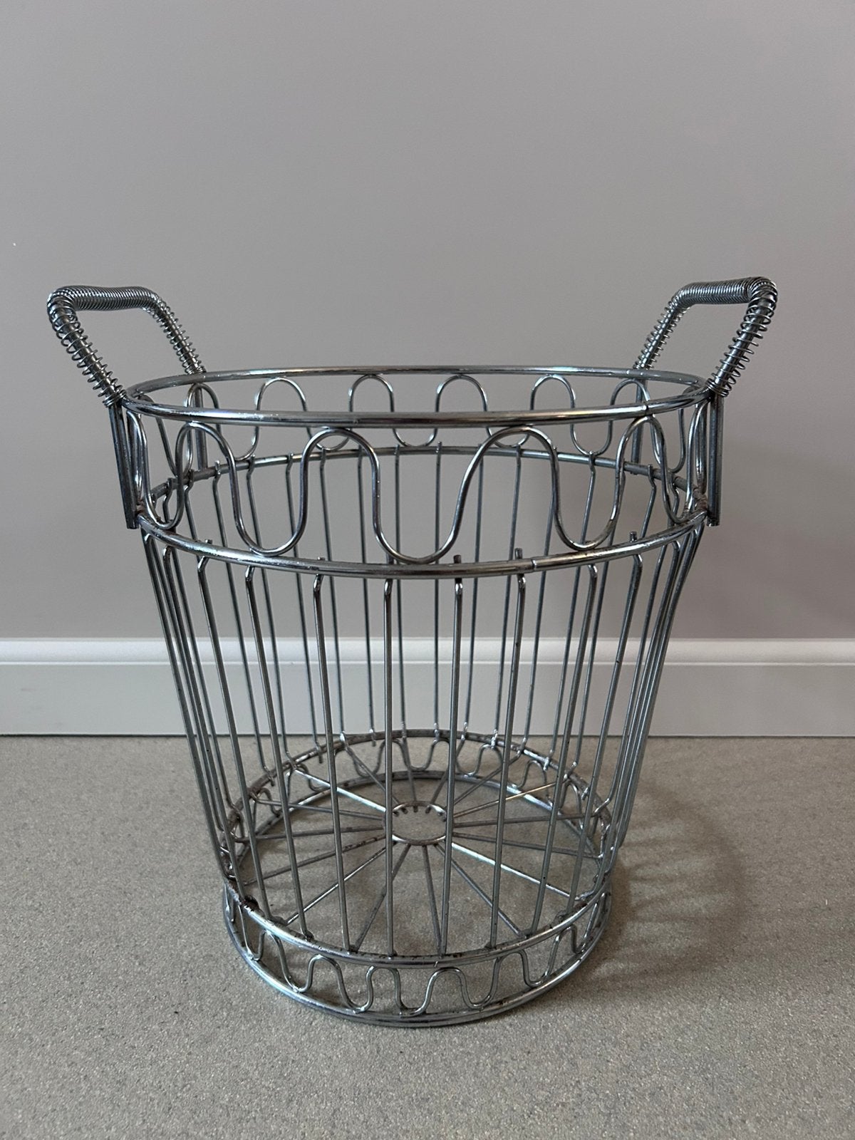 Draadmand - Vintage Industrieel Statement Piece, Gebruikt, Mand, Rond, Ophalen of Verzenden