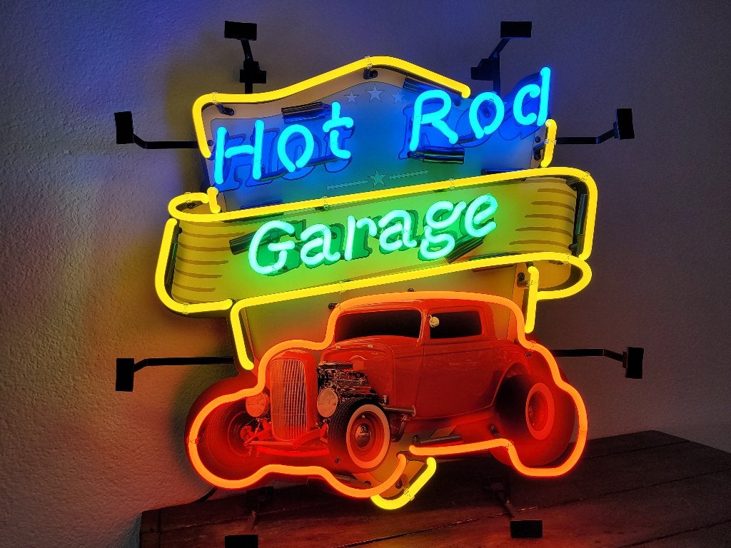 HOT ROD neonverlichting auto neon lamp fifties sixties retro, Verzamelen, Ophalen, Zo goed als nieuw, Lichtbak of (neon) lamp