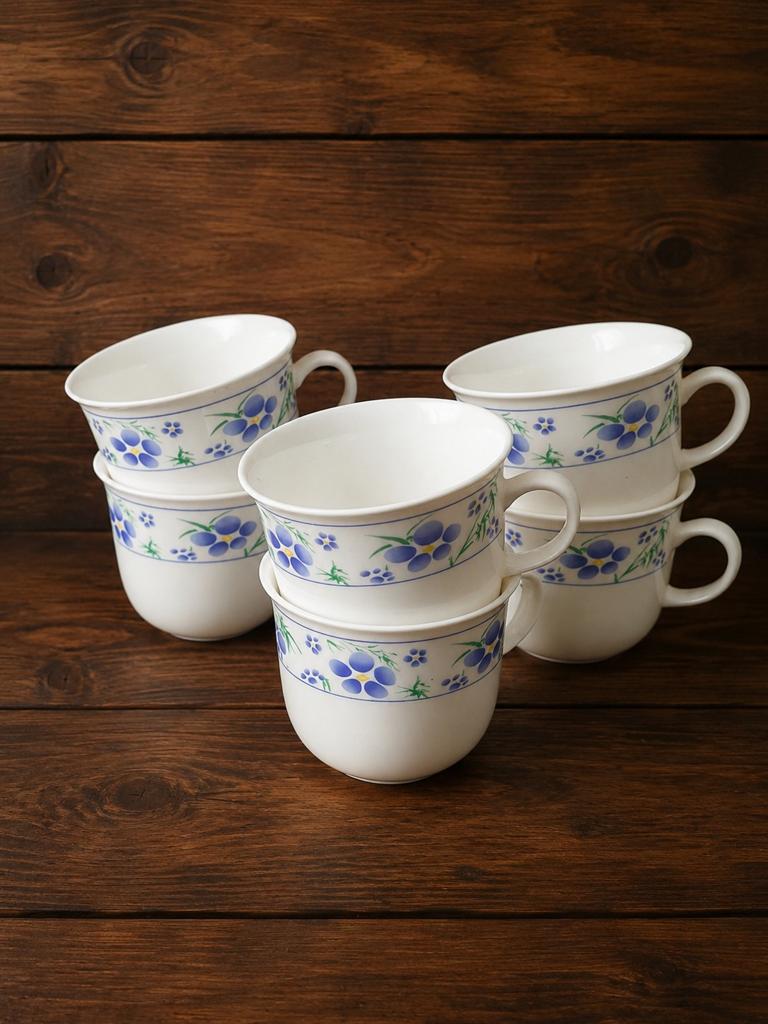 Set van 6 vintage kopjes met bloemmotief, Antiek en Kunst, Antiek | Servies los, Ophalen of Verzenden