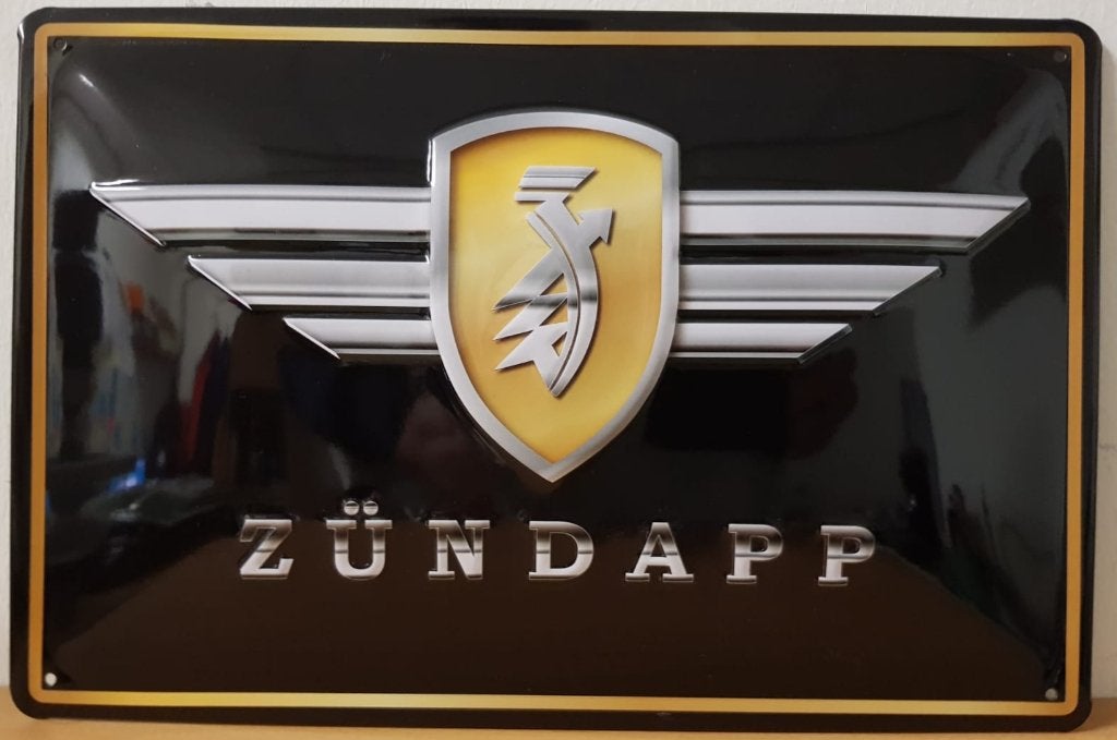 Zundapp logo zwart geel relief reclamebord van metaal deco, Ophalen of Verzenden, Nieuw, Auto's