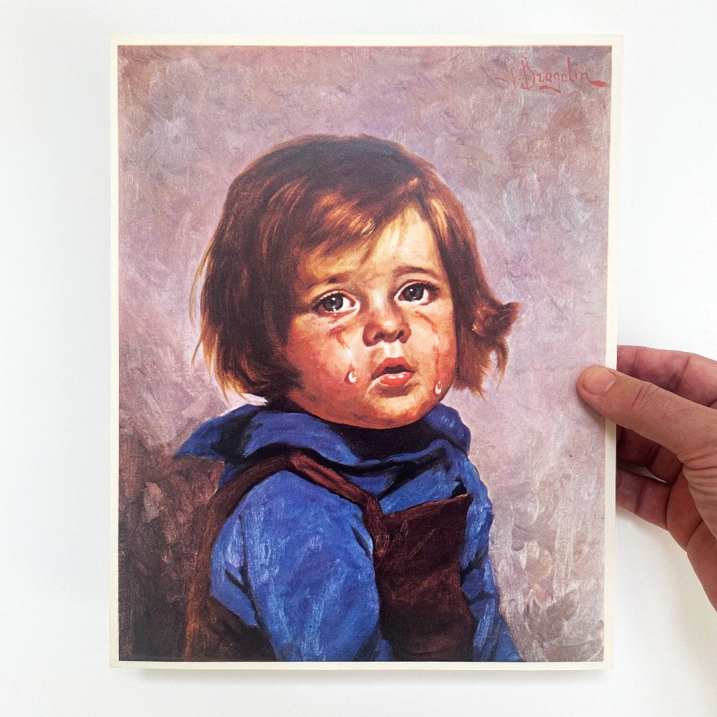 Bragolin Huilende jongen – vintage reproductie – 25 x 31 cm, Antiek en Kunst, Kunst | Schilderijen | Klassiek, Ophalen of Verzenden