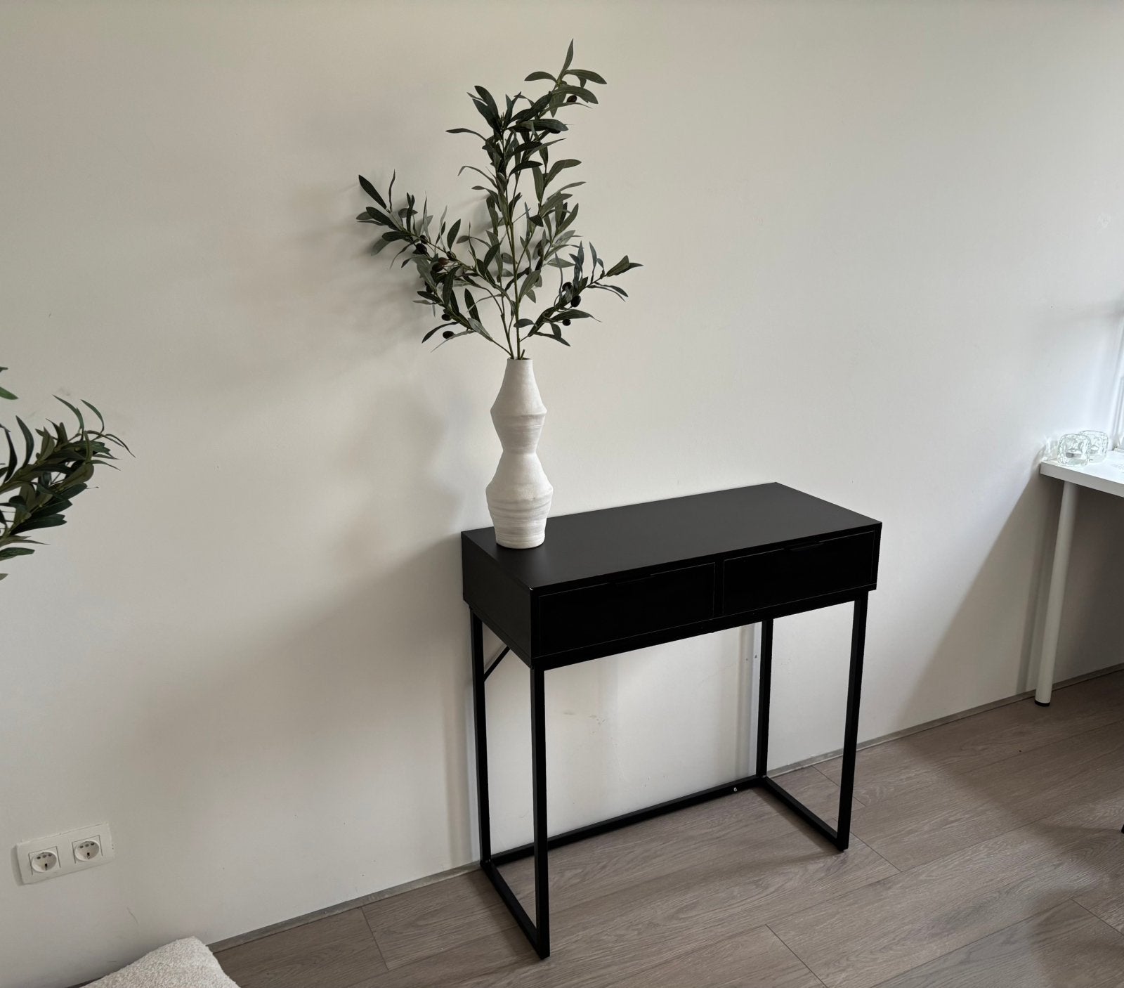 Bijzettafel Mat Zwart, 2 lades, Ophalen, Gebruikt, 50 tot 100 cm, Modern industrueel
