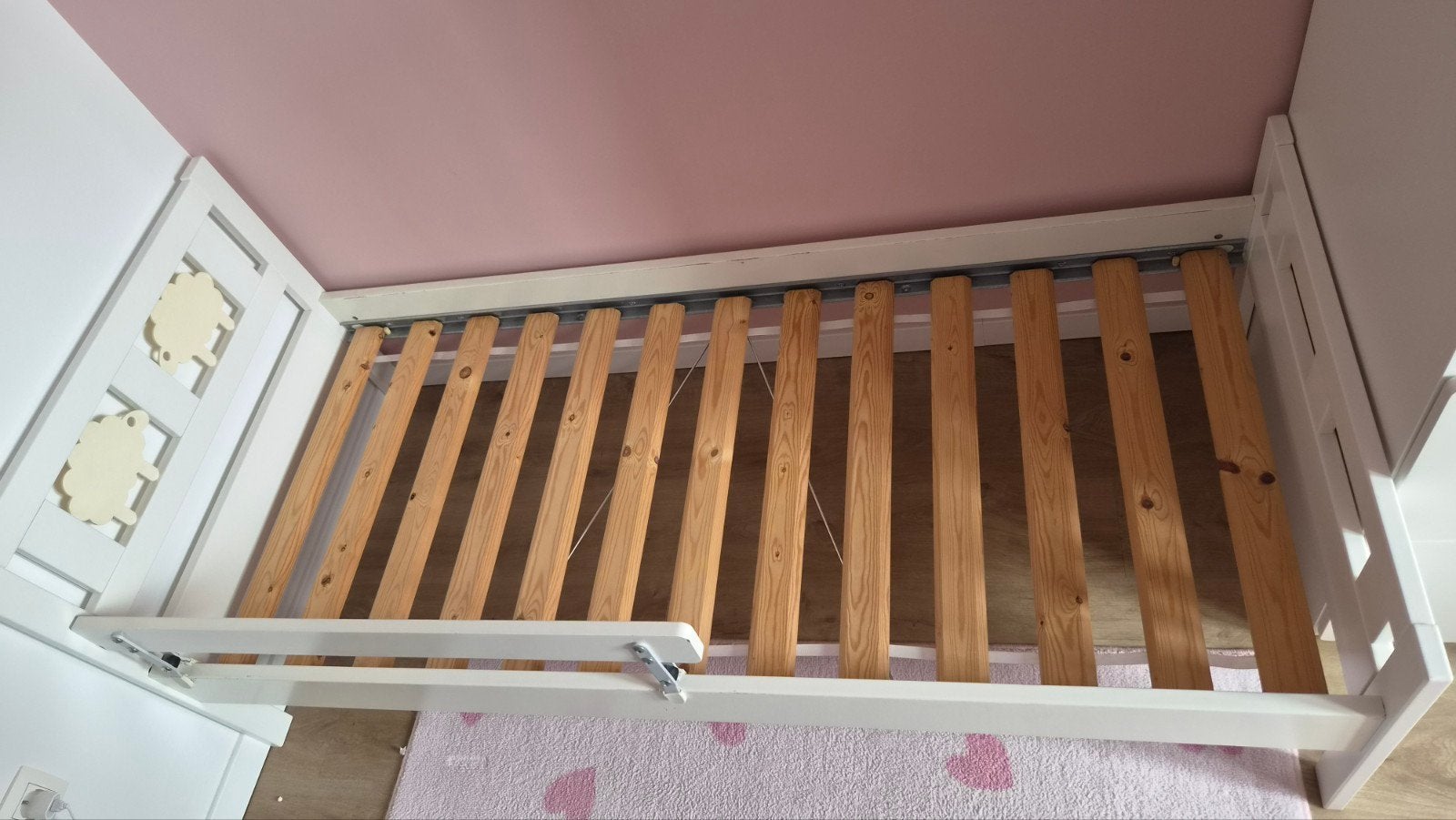 IKEA KRITTER Peuterbed met lattenbodem, wit, 70x160 cm, Ophalen, Gebruikt, 70 tot 85 cm, Lattenbodem