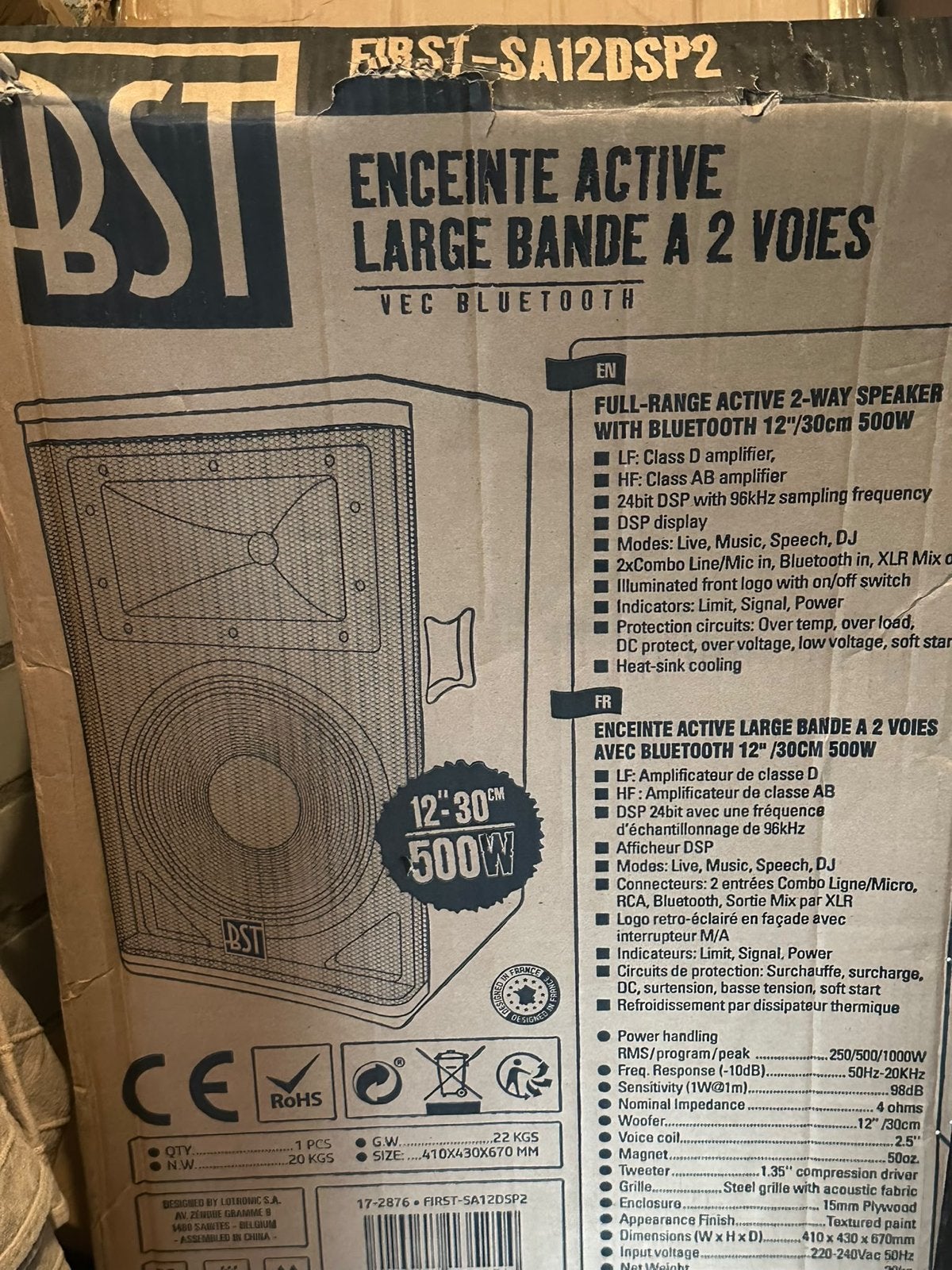 Foto 3 van 2x BST FIRST-SA12DSP2 Actieve Luidspreker 500W met Bluetooth