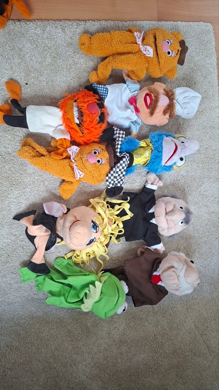 Albert Heijn Muppet Handpoppen Set 2012 - Kermit, Miss Piggy, Kinderen en Baby's, Speelgoed | Knuffels en Pluche, Gebruikt, Overige typen