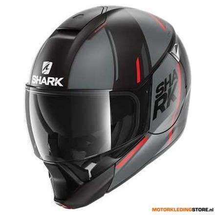Shark Evojet Vyda Mat Systeemhelm, Zwart-Antraciet-Rood, Motoren, Ophalen of Verzenden, Nieuw met kaartje