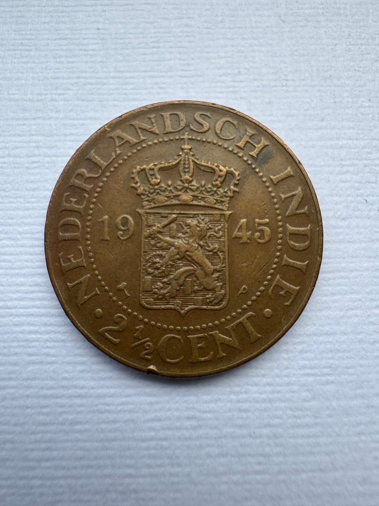 Nederlands Indië - 2 1/2 cent 1945P, Postzegels en Munten, Ophalen of Verzenden, Overige waardes, Losse munt