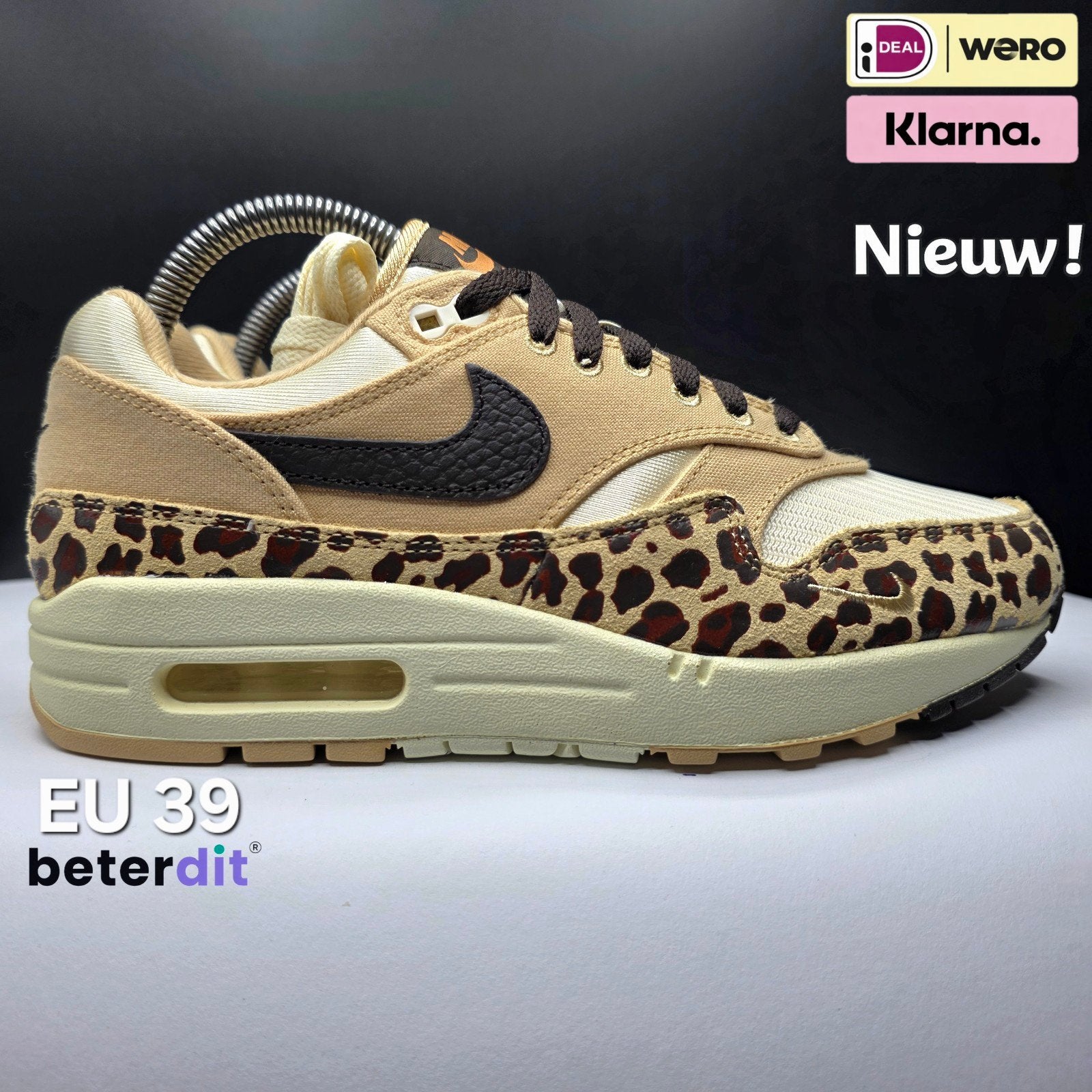 Nike Air Max 1 '87 'Sesame Leopard' Maat: 39, Beige, Beterdit, Nieuw, Ophalen of Verzenden