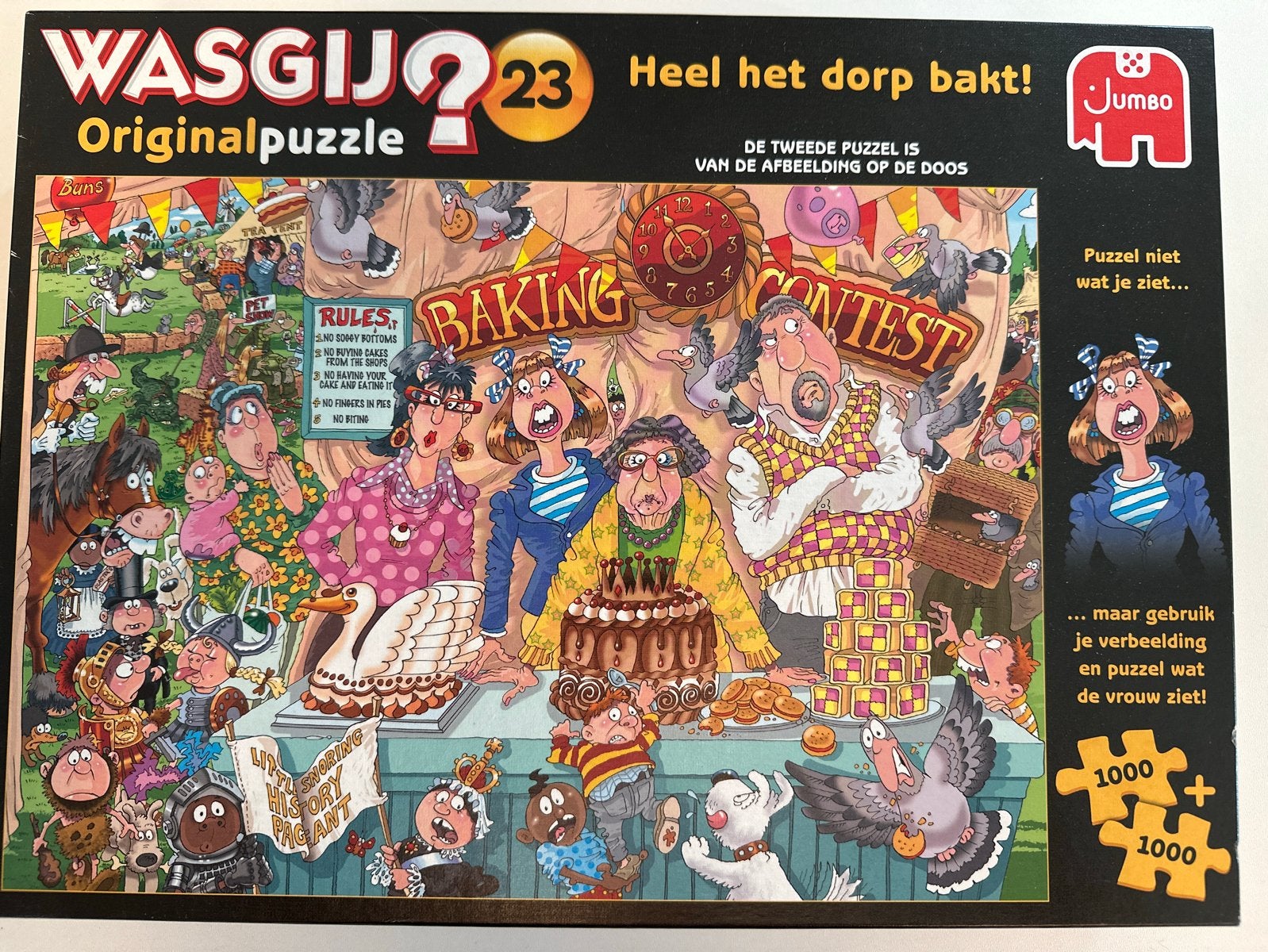 Wasgij Original 23: Heel het dorp bakt! - 2x1000 stukjes, Ophalen, 500 t/m 1500 stukjes, Zo goed als nieuw, Legpuzzel