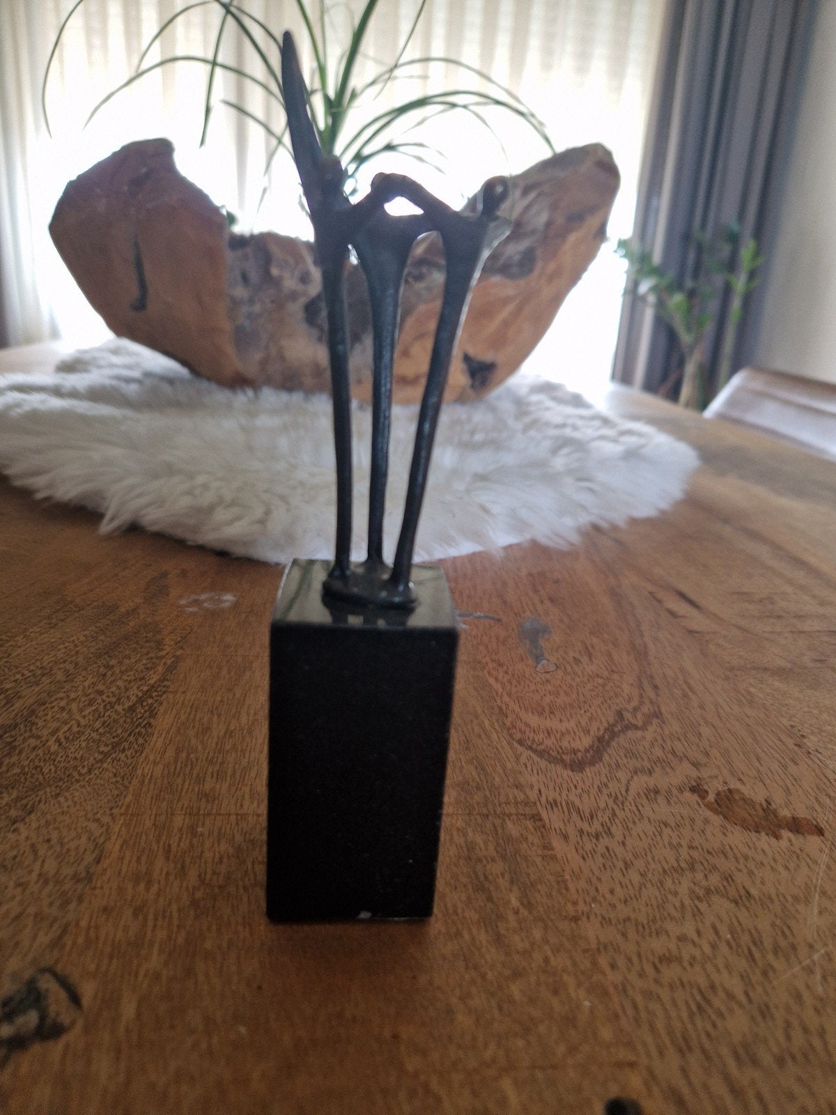Abstract bronzen sculptuur op sokkel, Minder dan 20 cm, Ophalen of Verzenden, Brons, Zwart