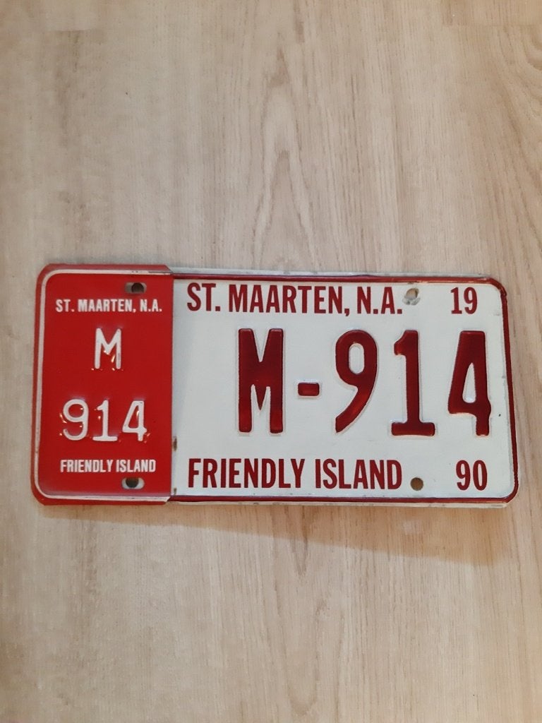 Nummerbord Sint Maarten uit 1990, Verzenden, Gebruikt, Auto's