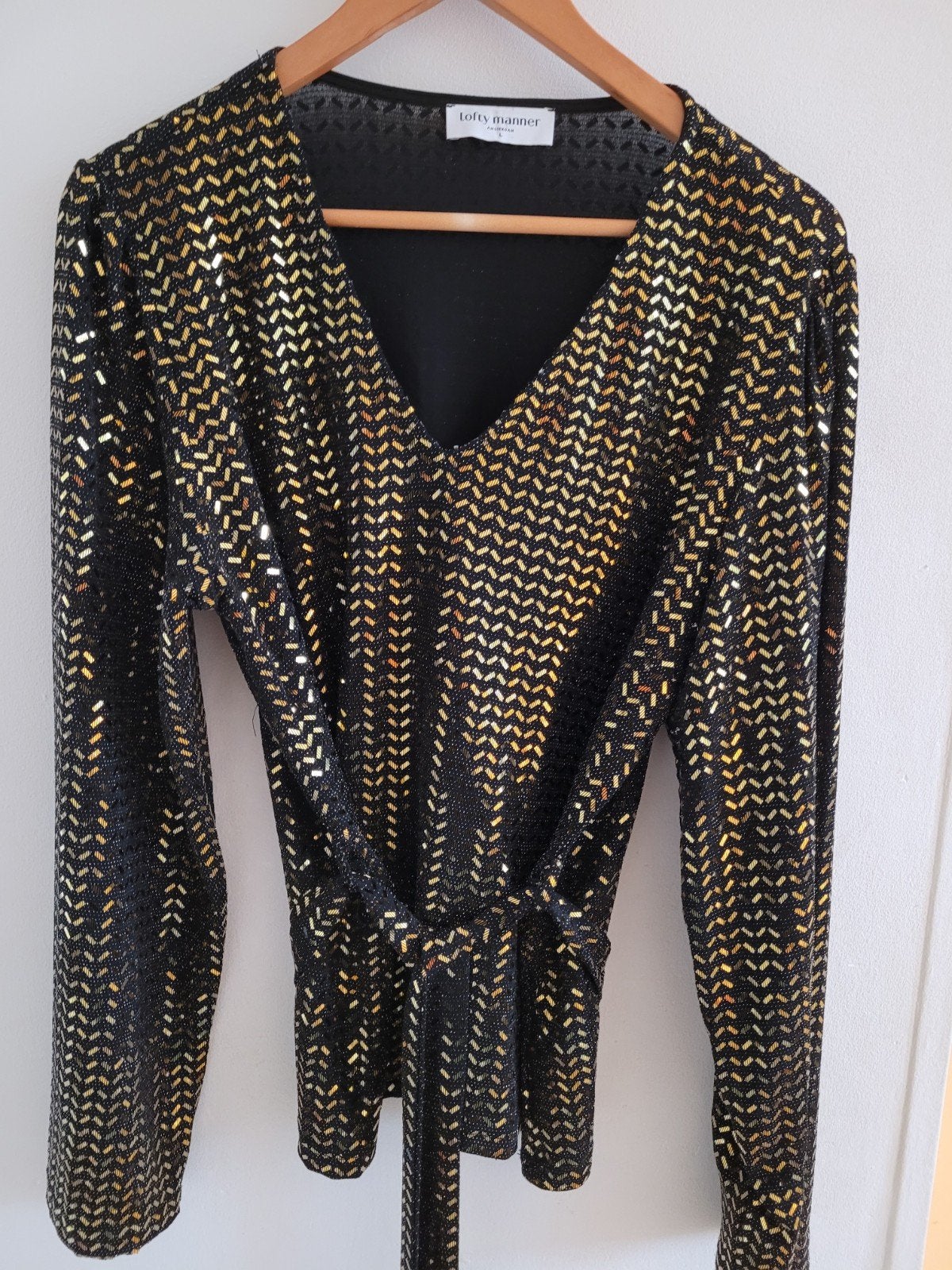 LOFTY MANNER PRACHTIG TRUITJE MT L 40 ZWART GOUD GLITTER, Overige typen, Lofty Manner, Maat 42/44 (L), Ophalen of Verzenden