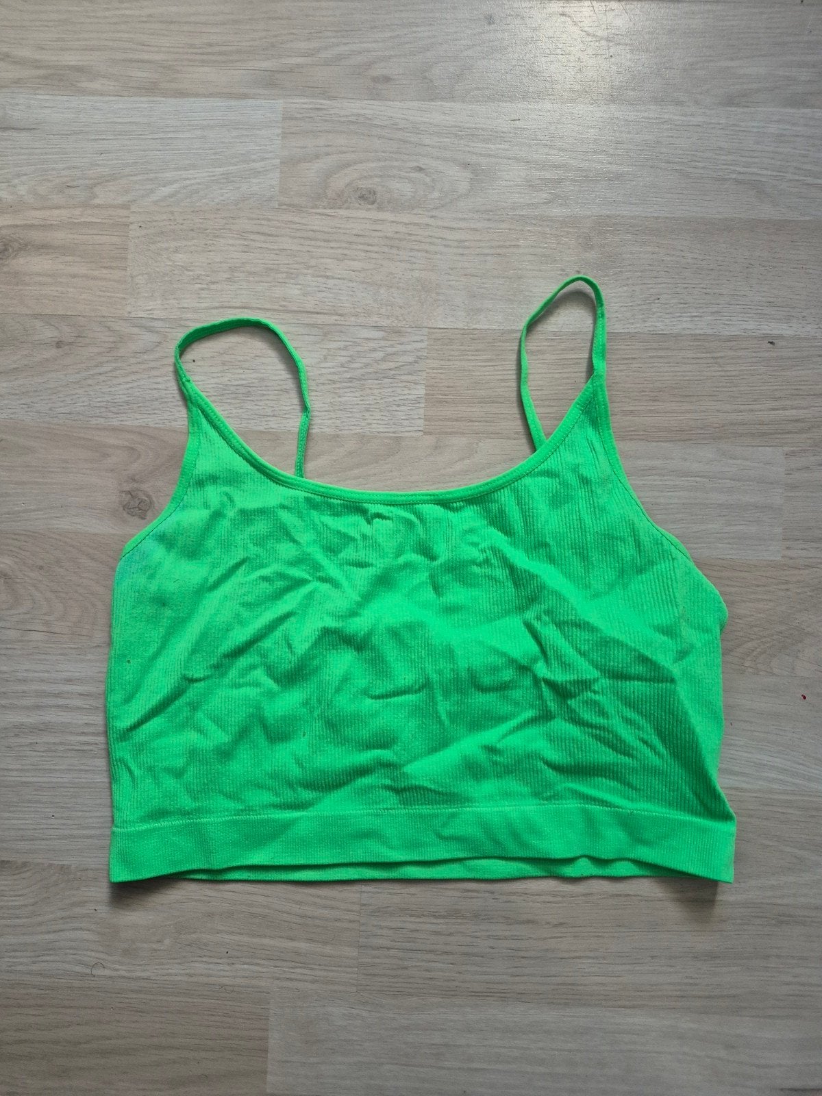 Neon Groene Ribbed Top Maat M, Ophalen of Verzenden