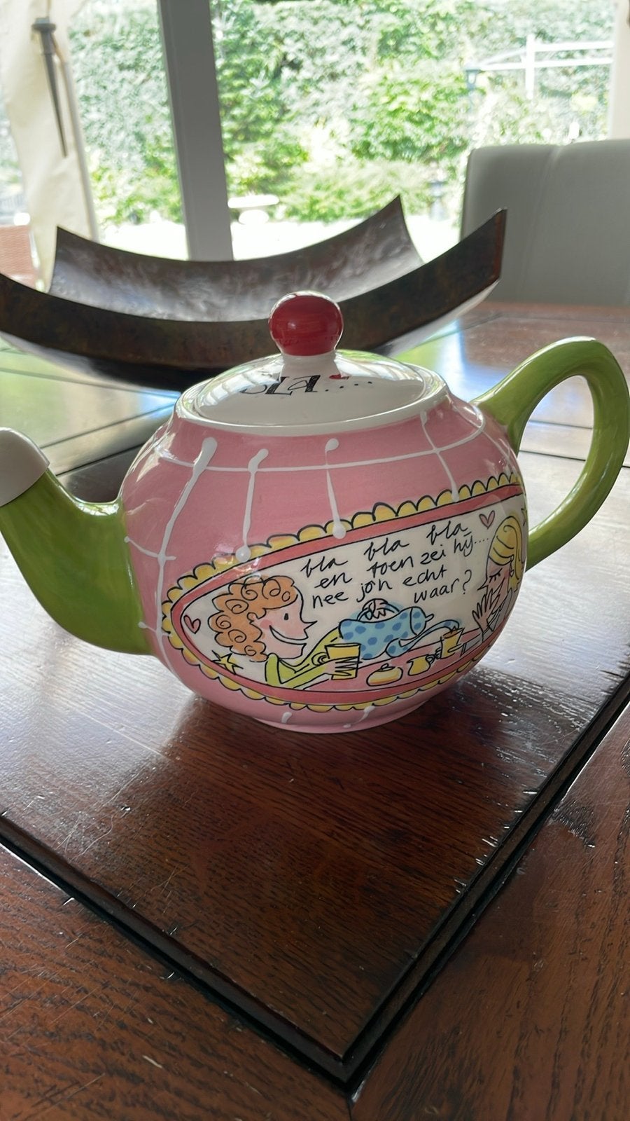 Blond Amsterdam Theepot - "Bla bla bla" design, Keramiek, Ophalen of Verzenden, Zo goed als nieuw, Theepot