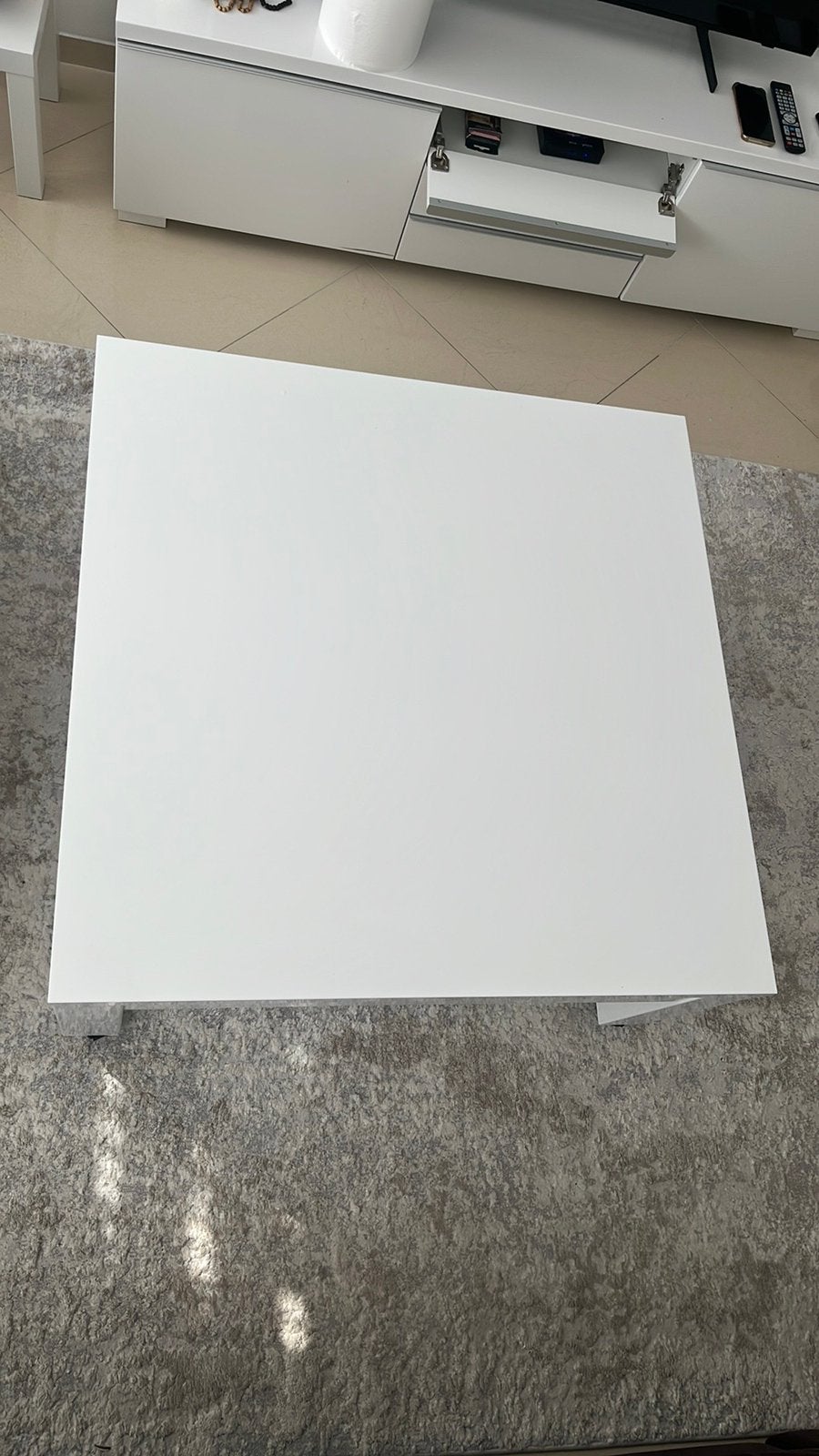 Salontafel wit hoogglans vierkant groot, Huis en Inrichting, Tafels | Salontafels, Ophalen, Zo goed als nieuw, Vierkant, 50 tot 100 cm