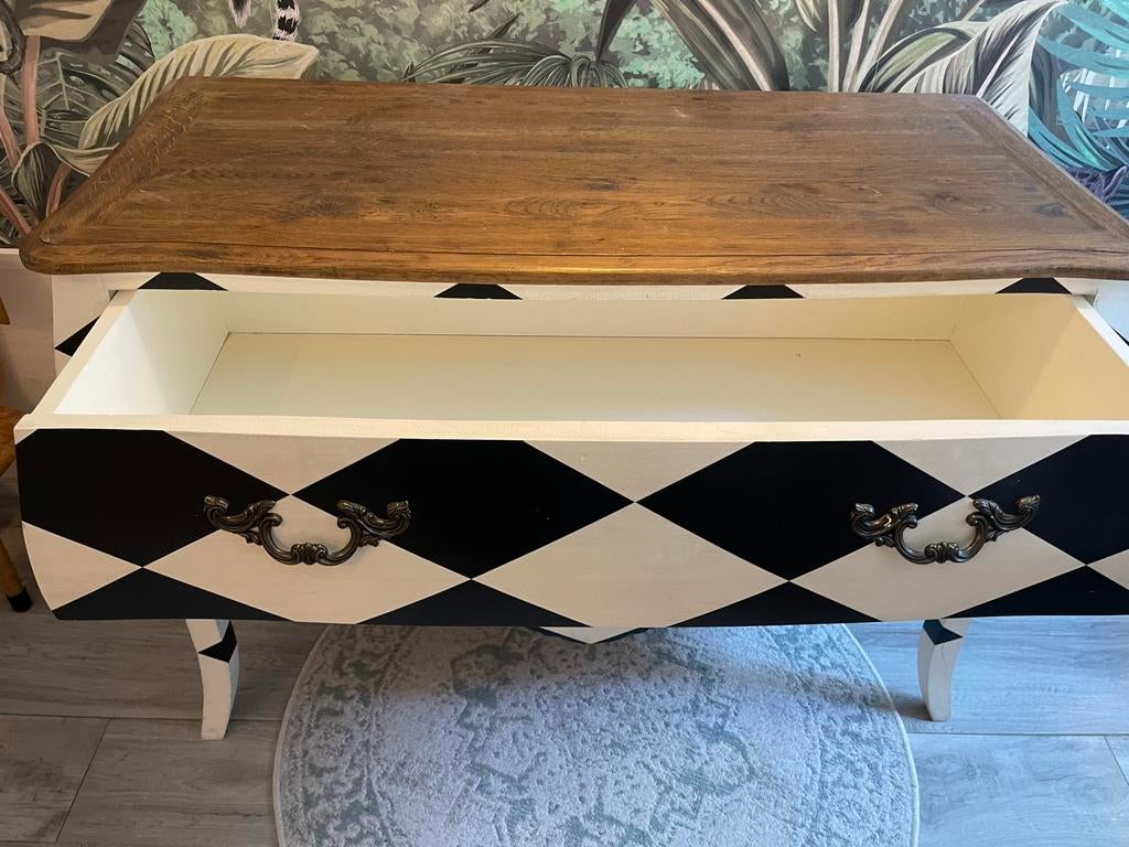 Dressoir van Kare Design baroque stijl vintage zwart wit, Ophalen, Barok, 100 tot 150 cm, Eikenhout