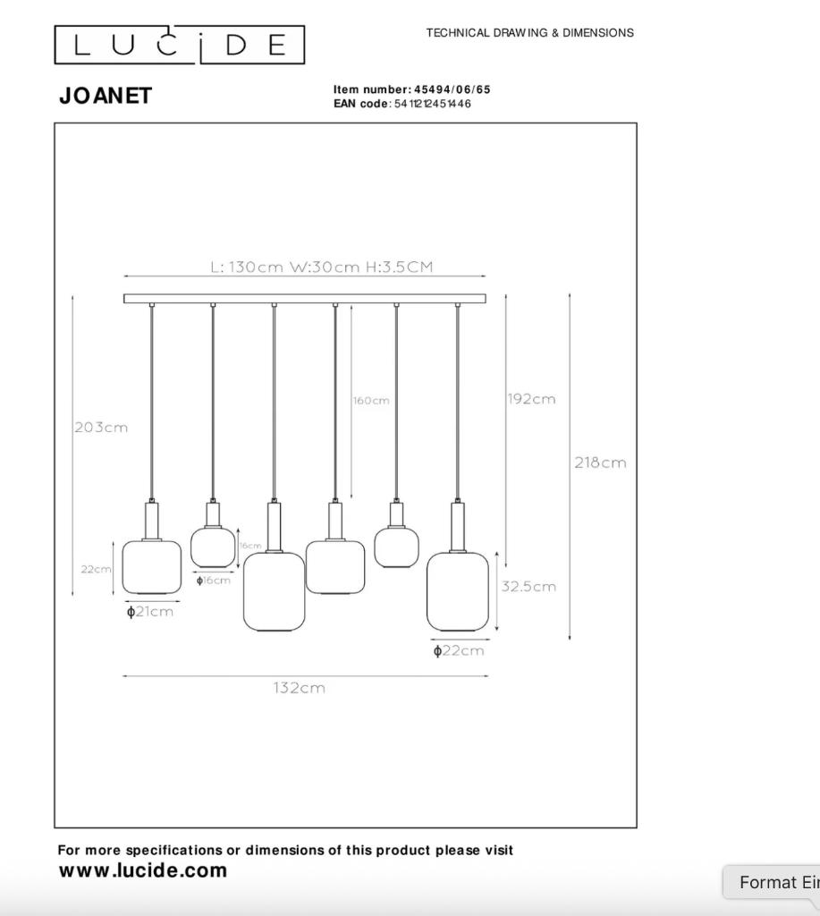 Lucide JOANET Cluster Hanglamp - 6xE27 | Van €471,95, nu, Huis en Inrichting, Lampen | Hanglampen, Nieuw, Lucide, Ophalen of Verzenden
