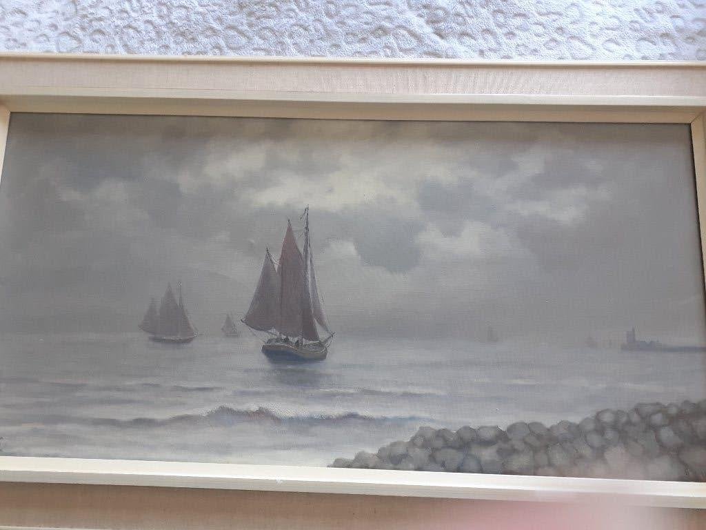 schilderij, Antiek en Kunst, Ophalen, Maritiem / water, Doek, Ingelijst