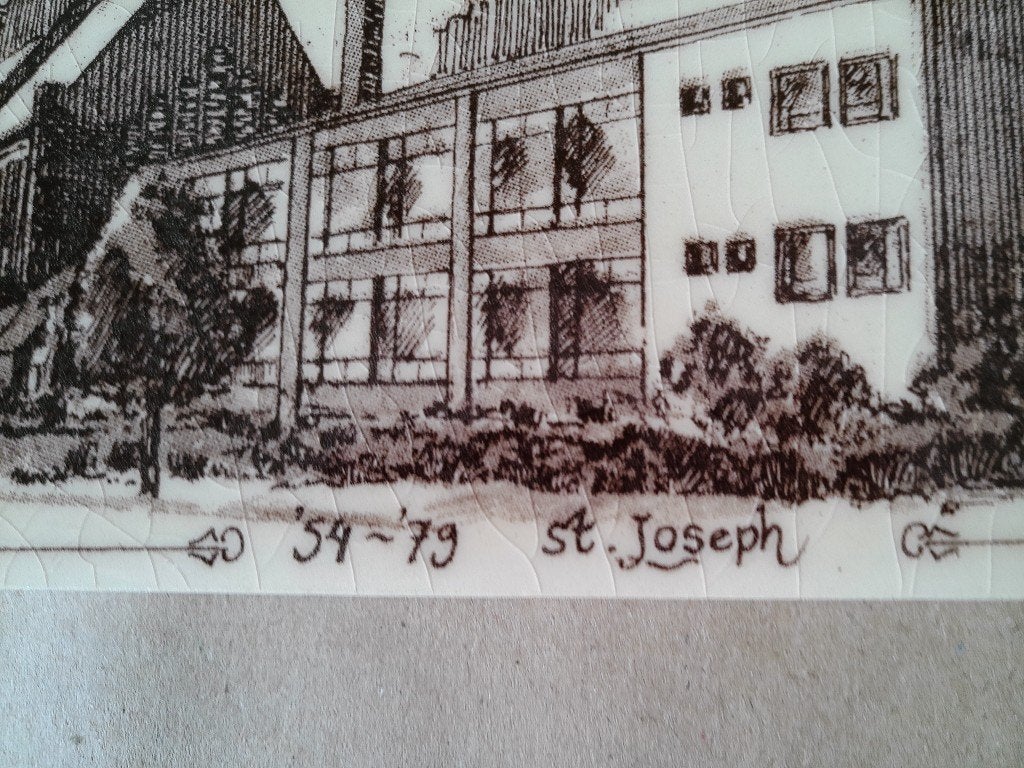 Curiosa vintage Sphinx tegel St. Joseph LTS Veghel ’54-’79, Ophalen of Verzenden
