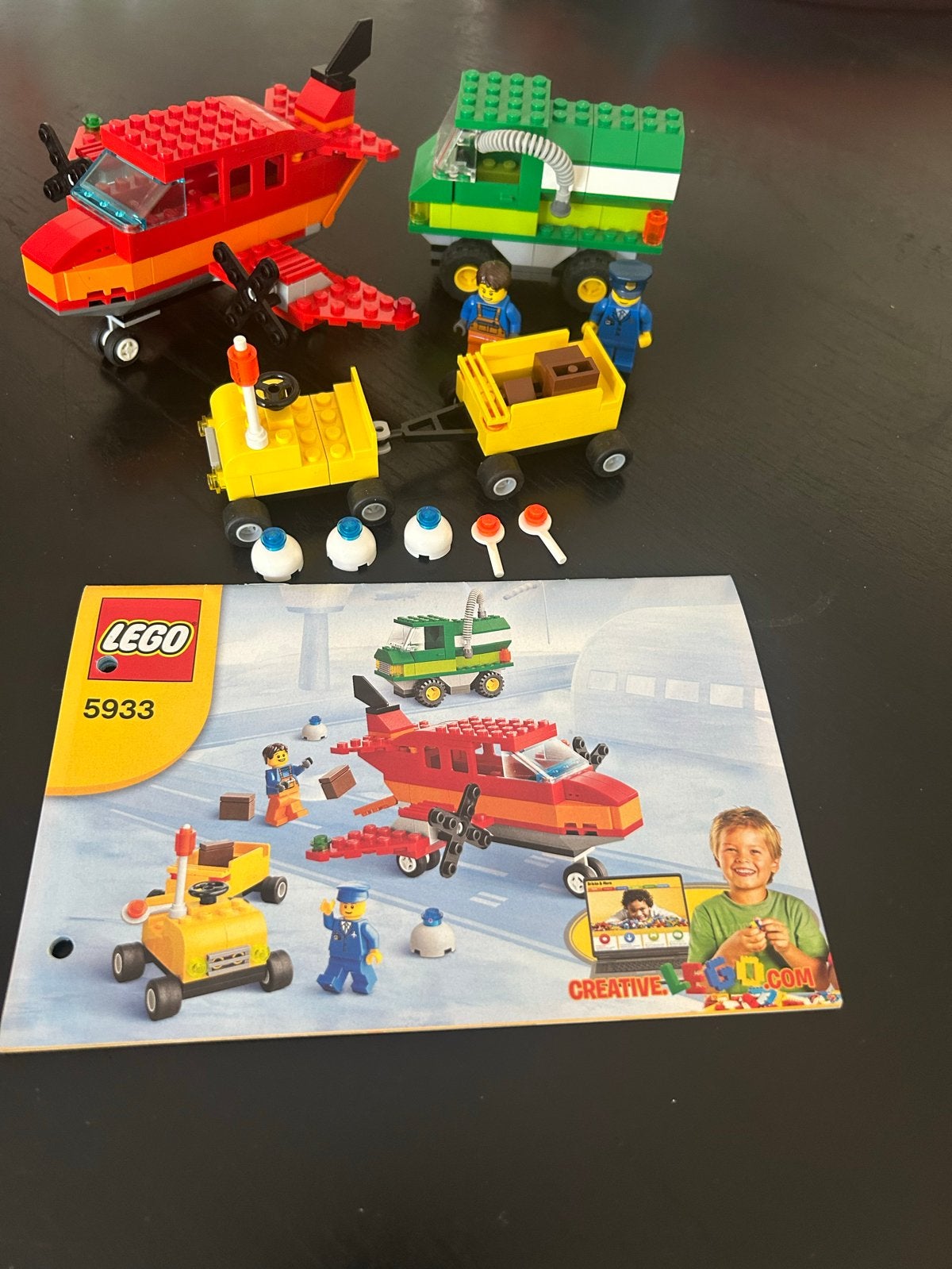 Lego System 5933: Vliegtuig en Vrachtwagen Set, Gebruikt, Lego, Ophalen of Verzenden, Inclusief instructies
